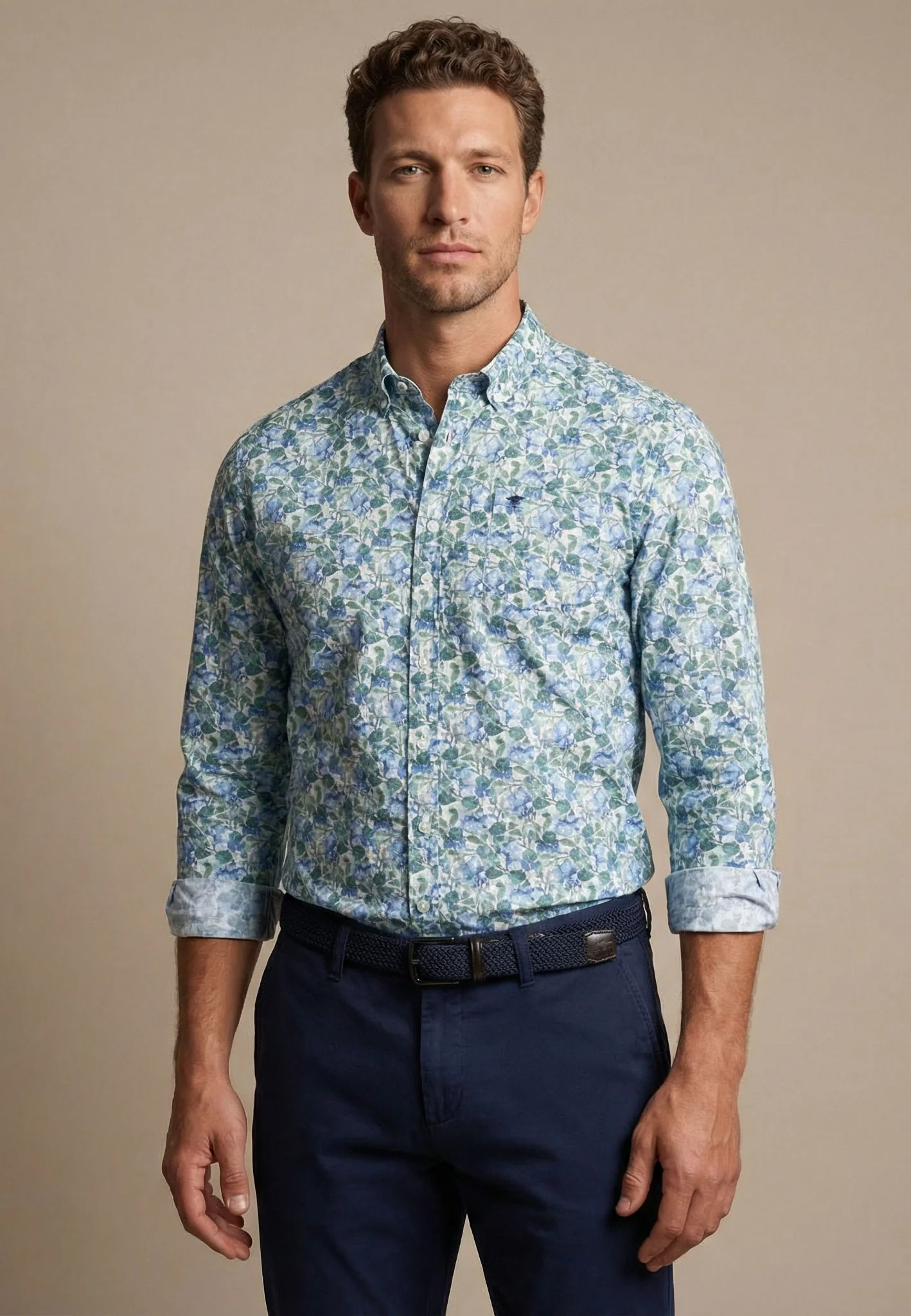 Hemd aus Baumwolle mit Button-Down-Kragen und floralem Print