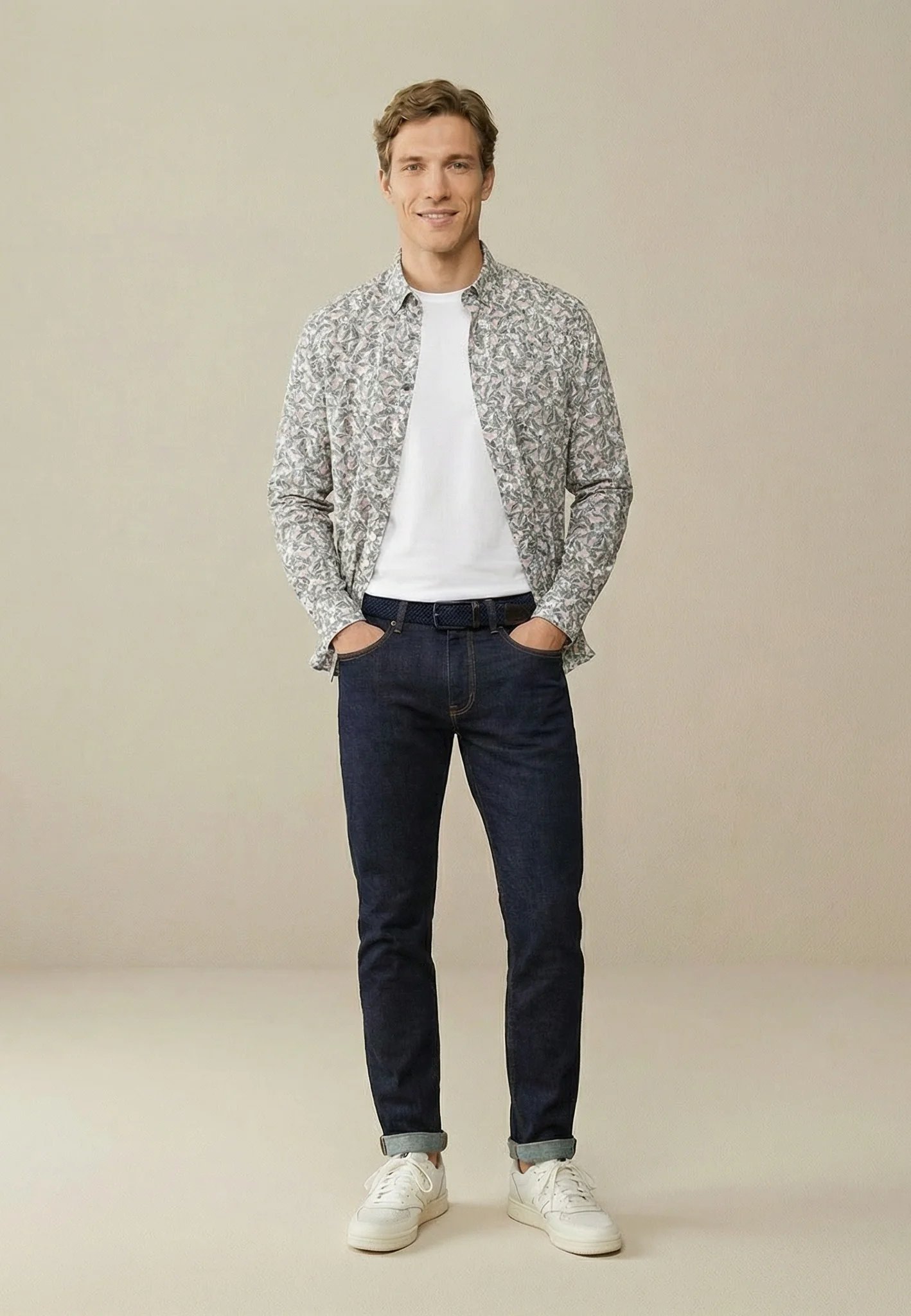 Hemd aus Baumwolle mit Button-Down-Kragen und Allover-Muster - Image 2