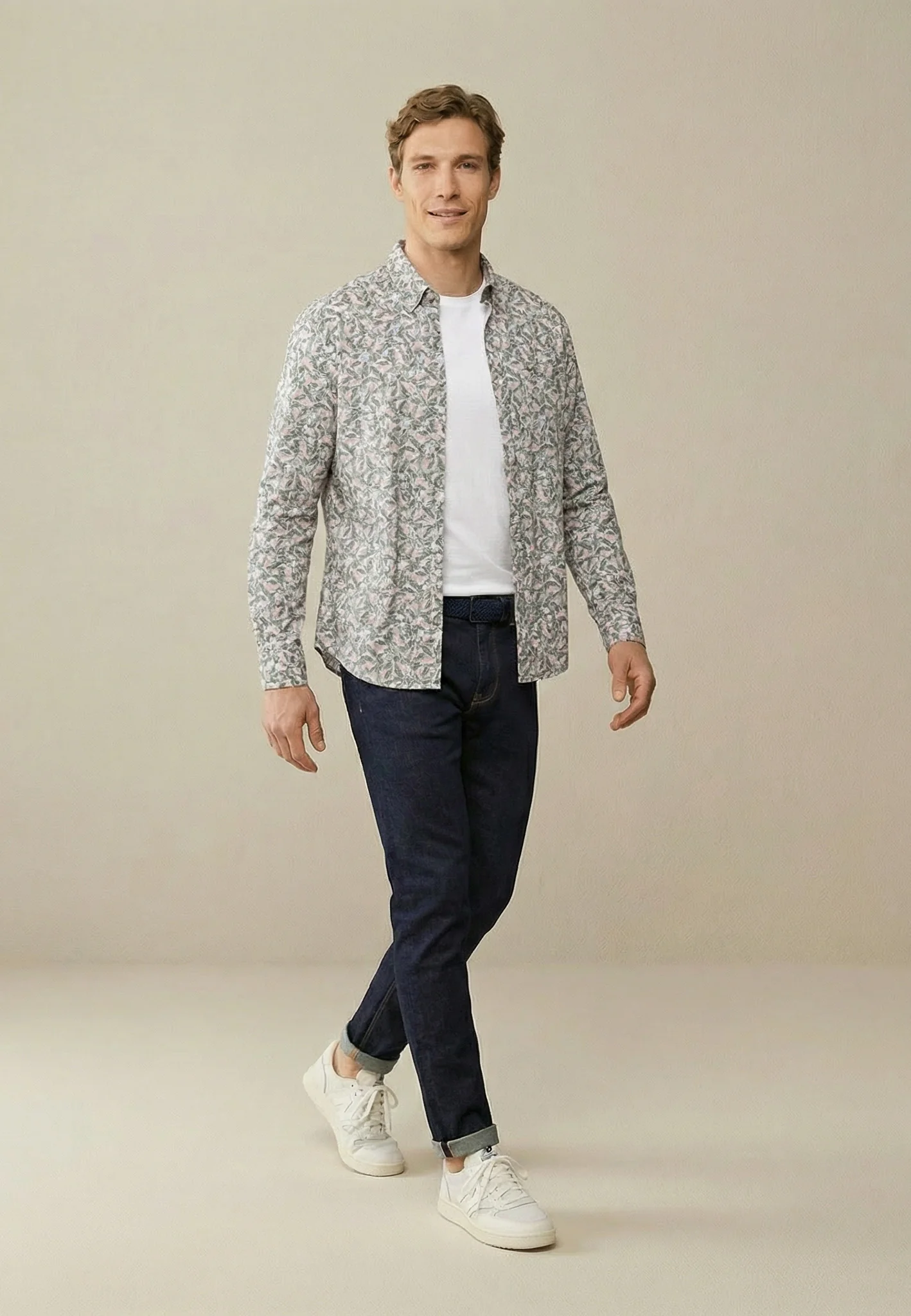 Hemd aus Baumwolle mit Button-Down-Kragen und Allover-Muster - Image 3