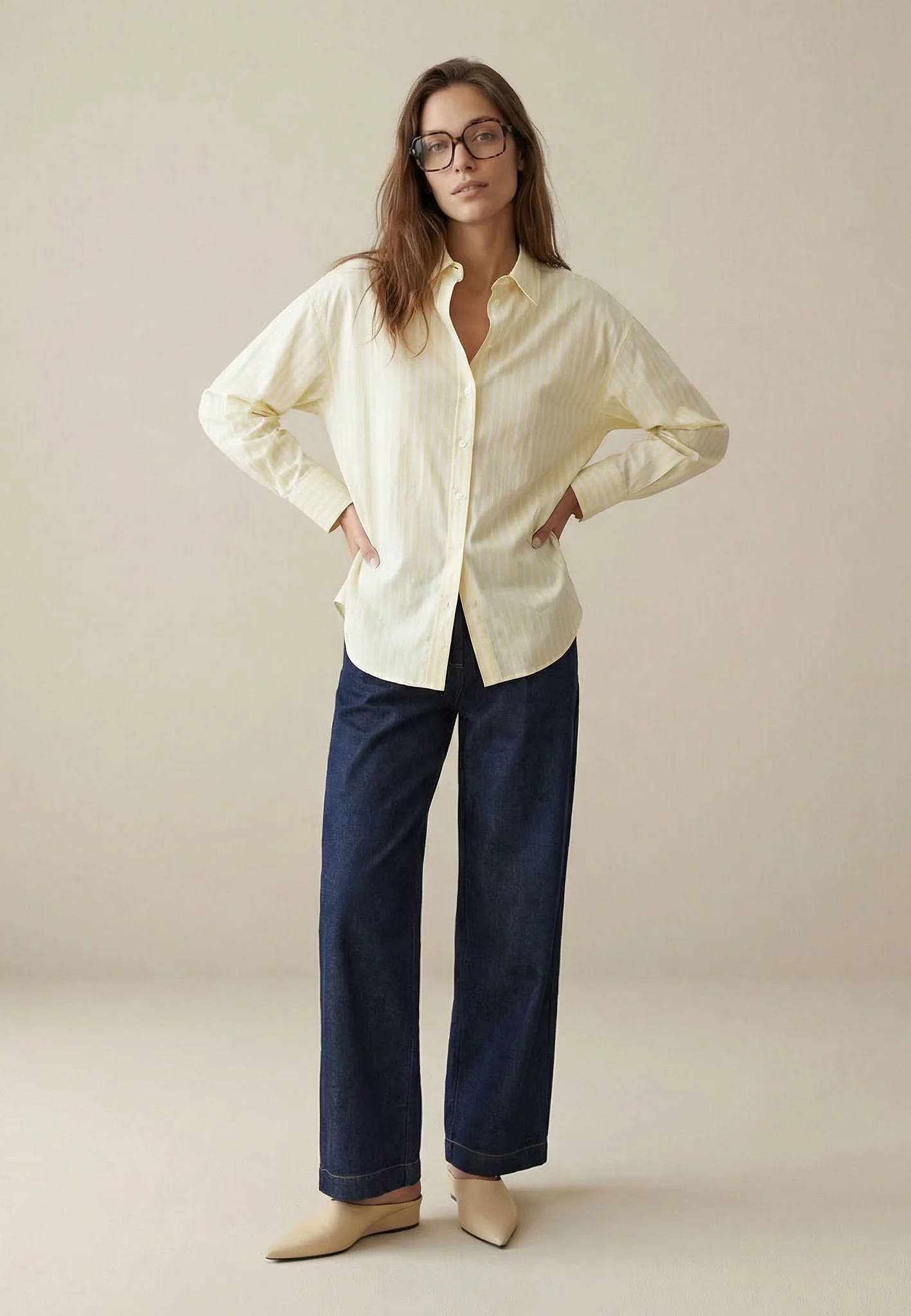 Bluse aus Baumwolle mit Streifenmuster und Kentkragen - Image 8