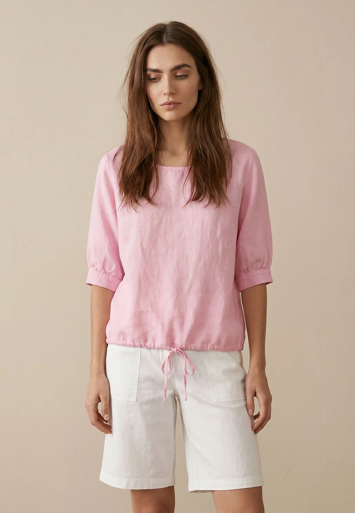 Bluse aus Leinen mit Bindeband und 3/4-Arm - Image 11