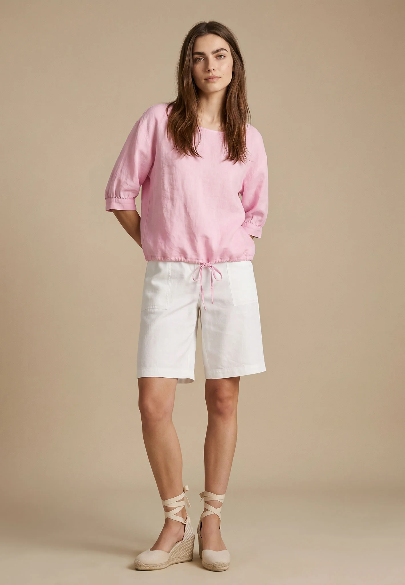 Bluse aus Leinen mit Bindeband und 3/4-Arm - Image 13
