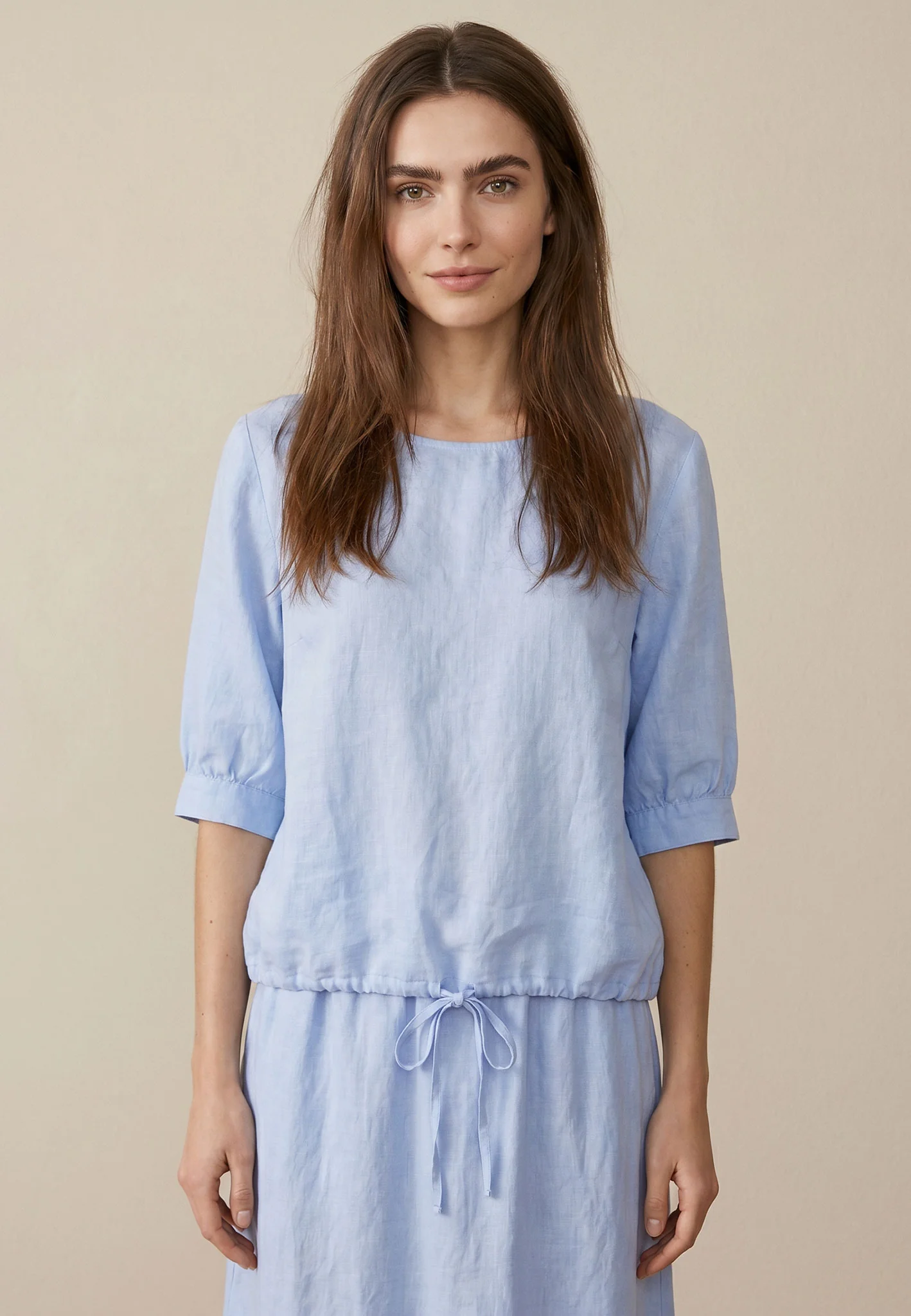 Bluse aus Leinen mit Bindeband und 3/4-Arm - Image 6