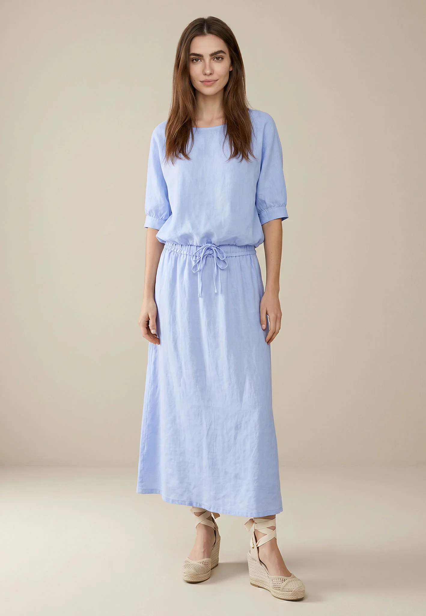 Bluse aus Leinen mit Bindeband und 3/4-Arm - Image 8