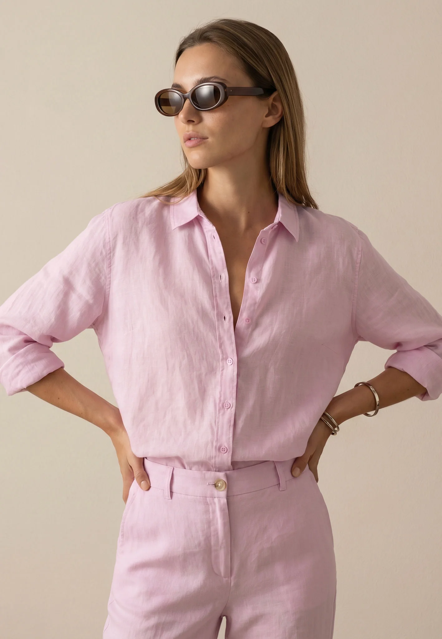 Bluse aus Leinen mit Hemdkragen und Knopfleiste - Image 15