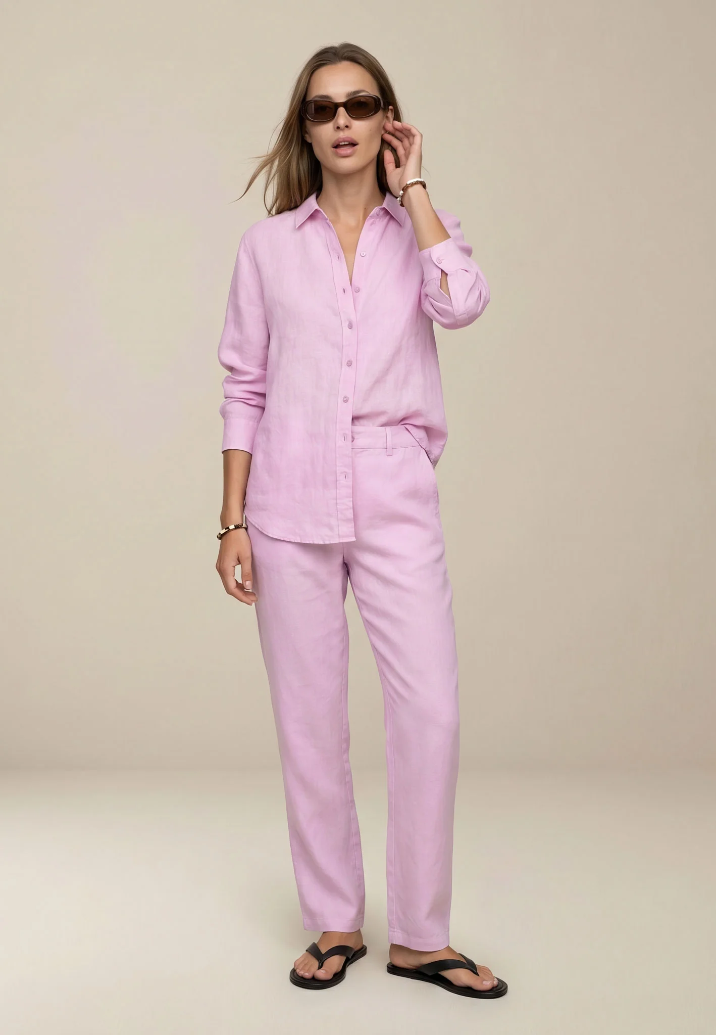 Bluse aus Leinen mit Hemdkragen und Knopfleiste - Image 16