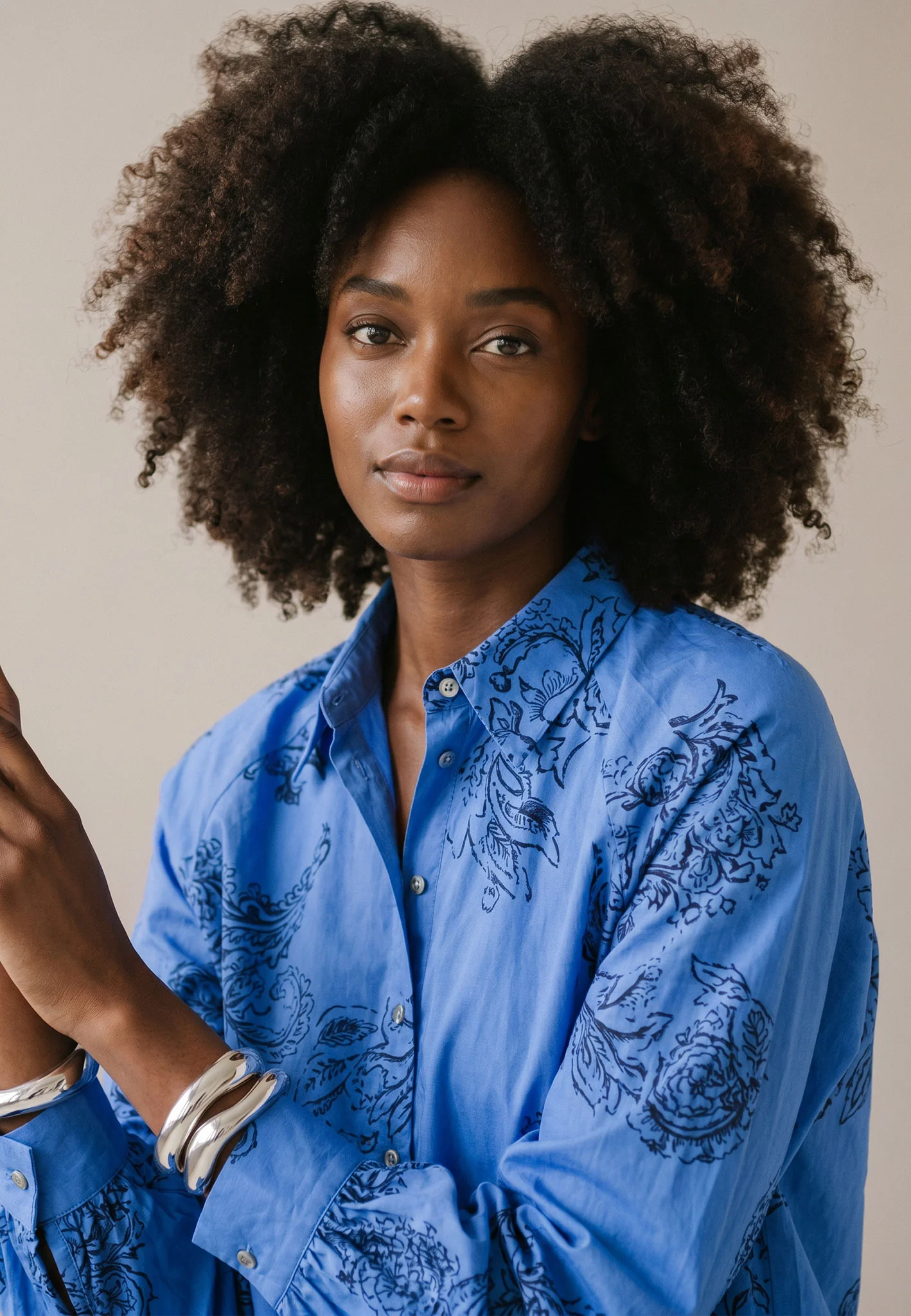 Bluse aus Lyocell-Baumwoll-Mix mit Allover-Print