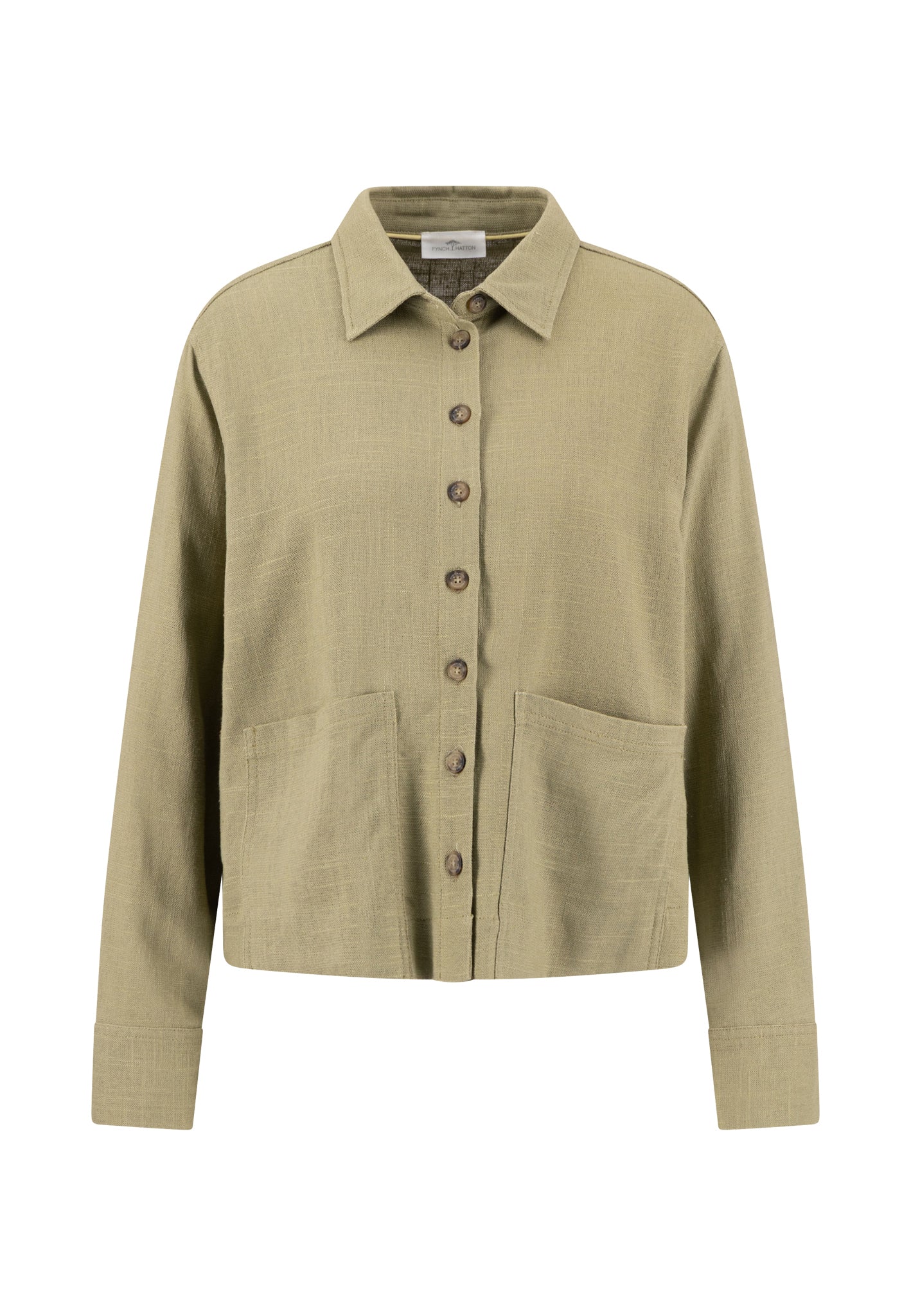 Bluse aus Viskose-Leinen-Mix mit Knopfleiste und aufgesetzten Taschen - Image 4