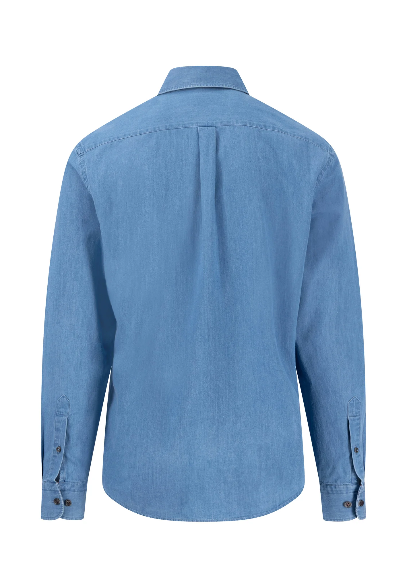Denimhemd aus Baumwolle mit Strukturmuster und Button-Down-Kragen - Image 5