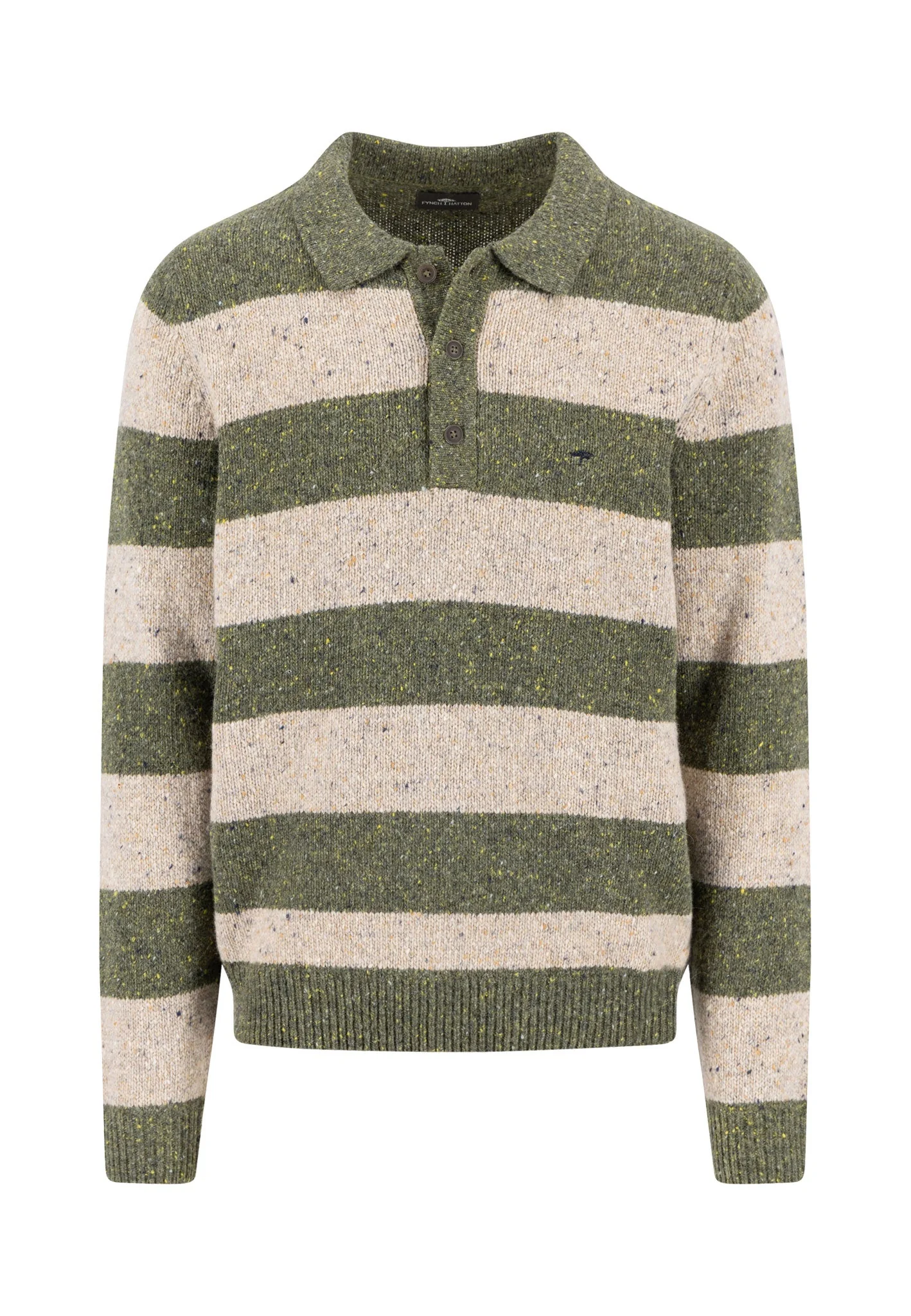 Donegal-Pullover aus Wollmix mit Streifenmuster und Polokragen