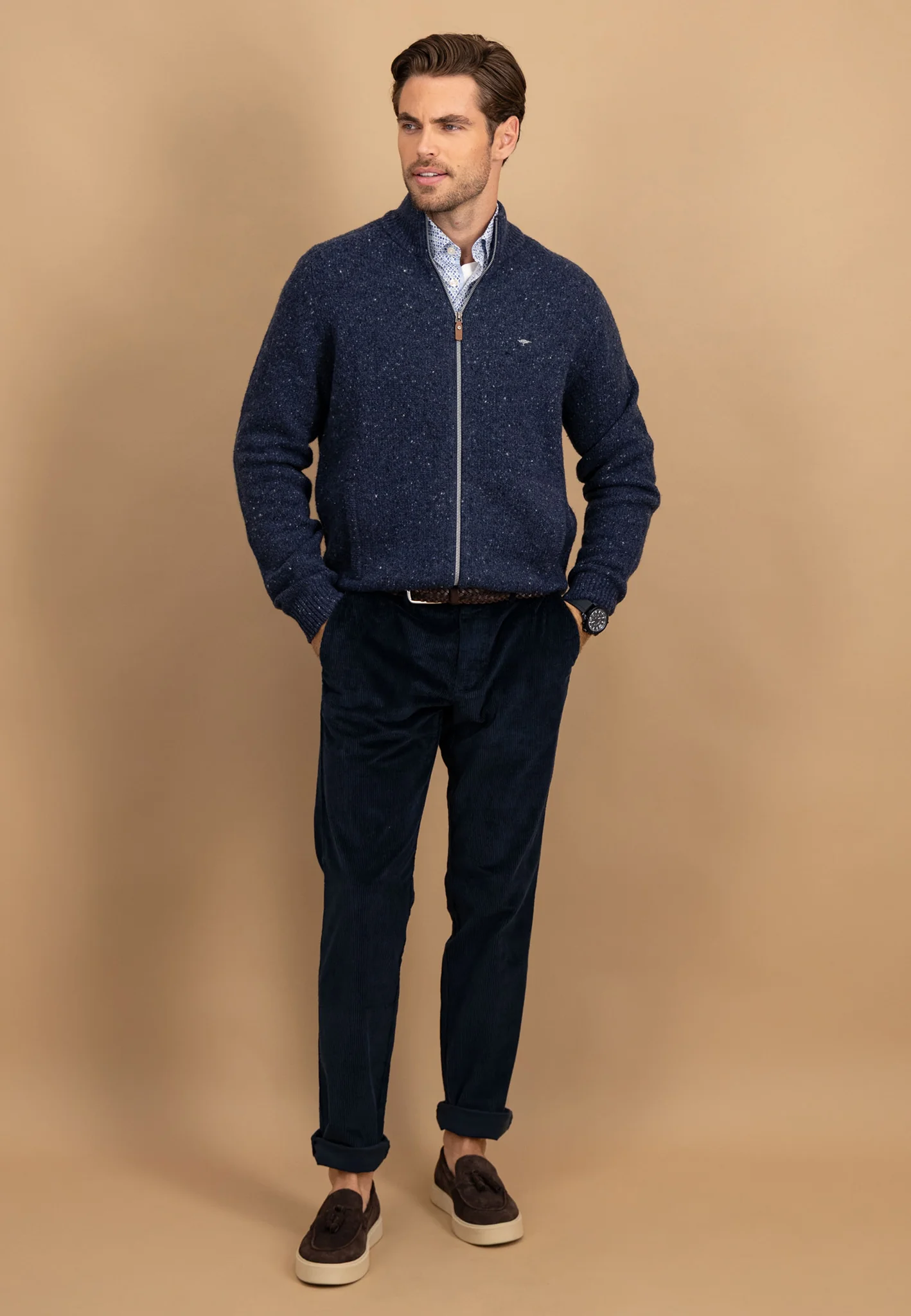 Donegal-Strickjacke aus Wollmix mit Reißverschluss und Stehkragen - Image 2