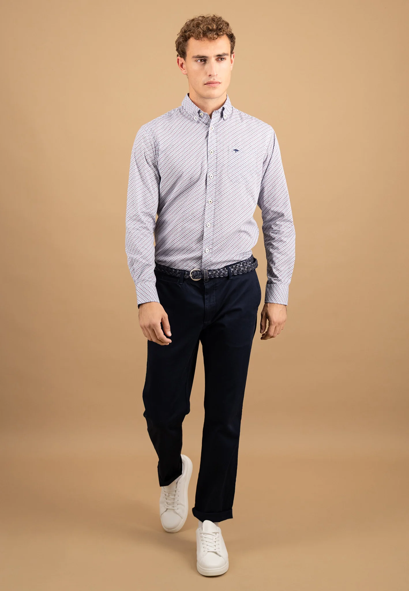 Hemd aus Baumwolle mit filigranem Allover-Print und Button-Down-Kragen - Image 4
