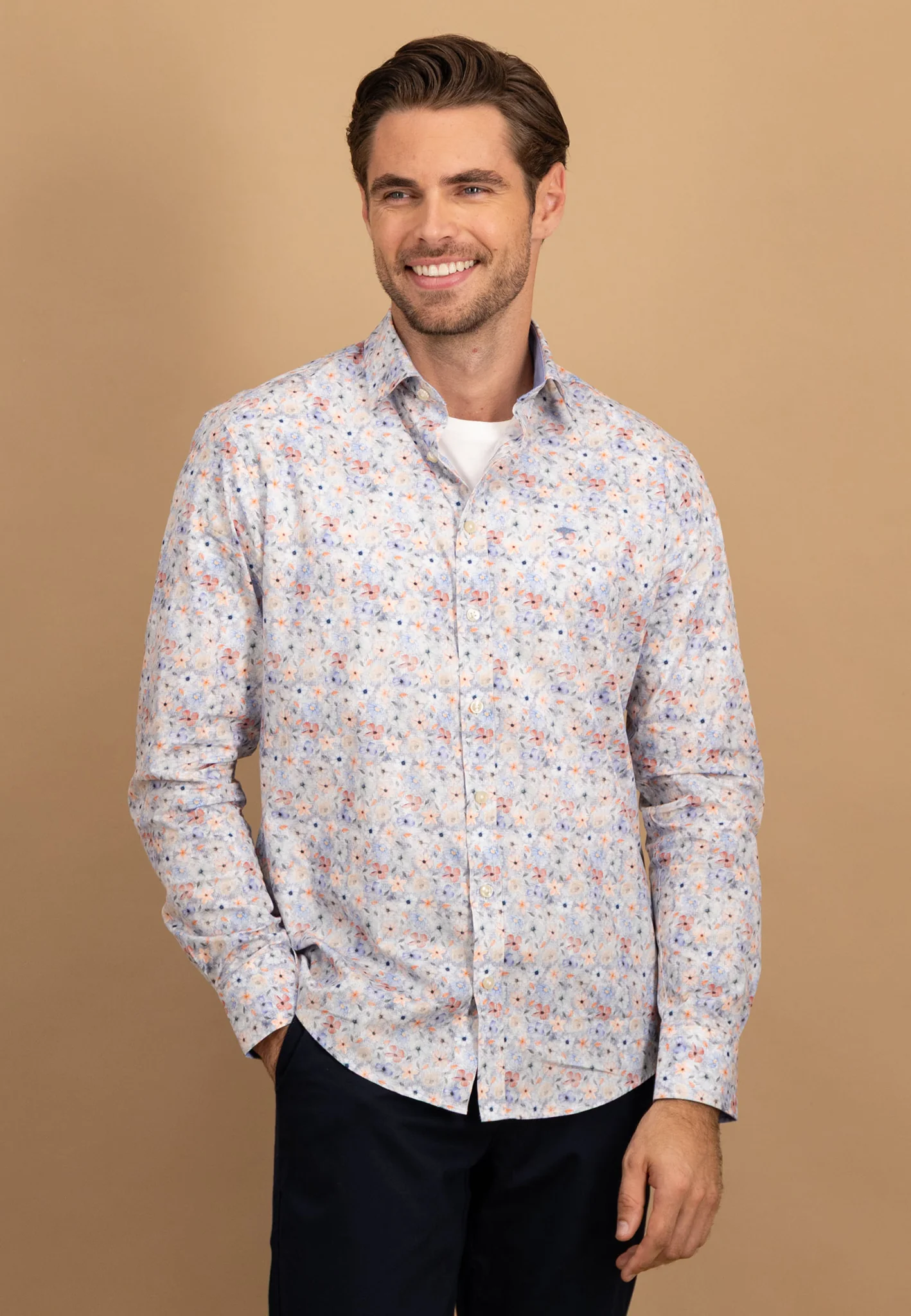Hemd aus Baumwolle mit floralem Print und Kent-Kragen