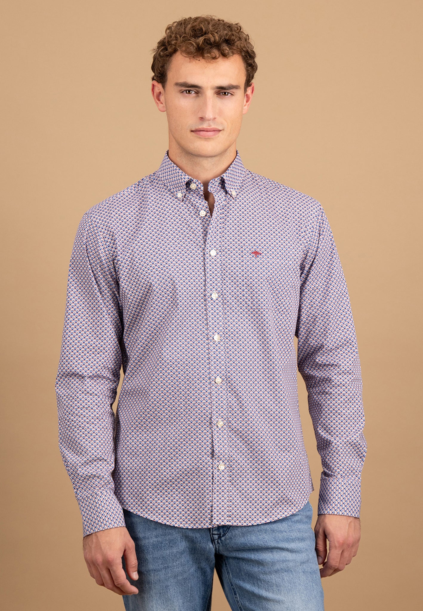 Hemd aus Baumwolle mit grafischem Allover-Print und Button-Down-Kragen