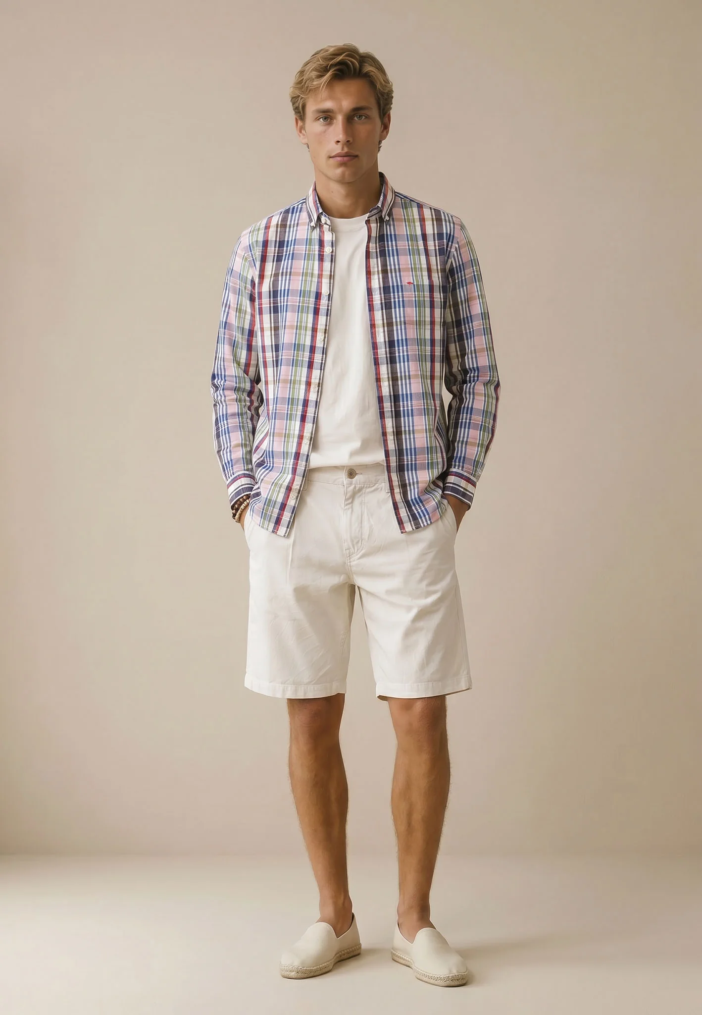 Hemd aus Baumwolle mit mehrfarbigem Karomuster und Button-Down-Kragen - Image 2