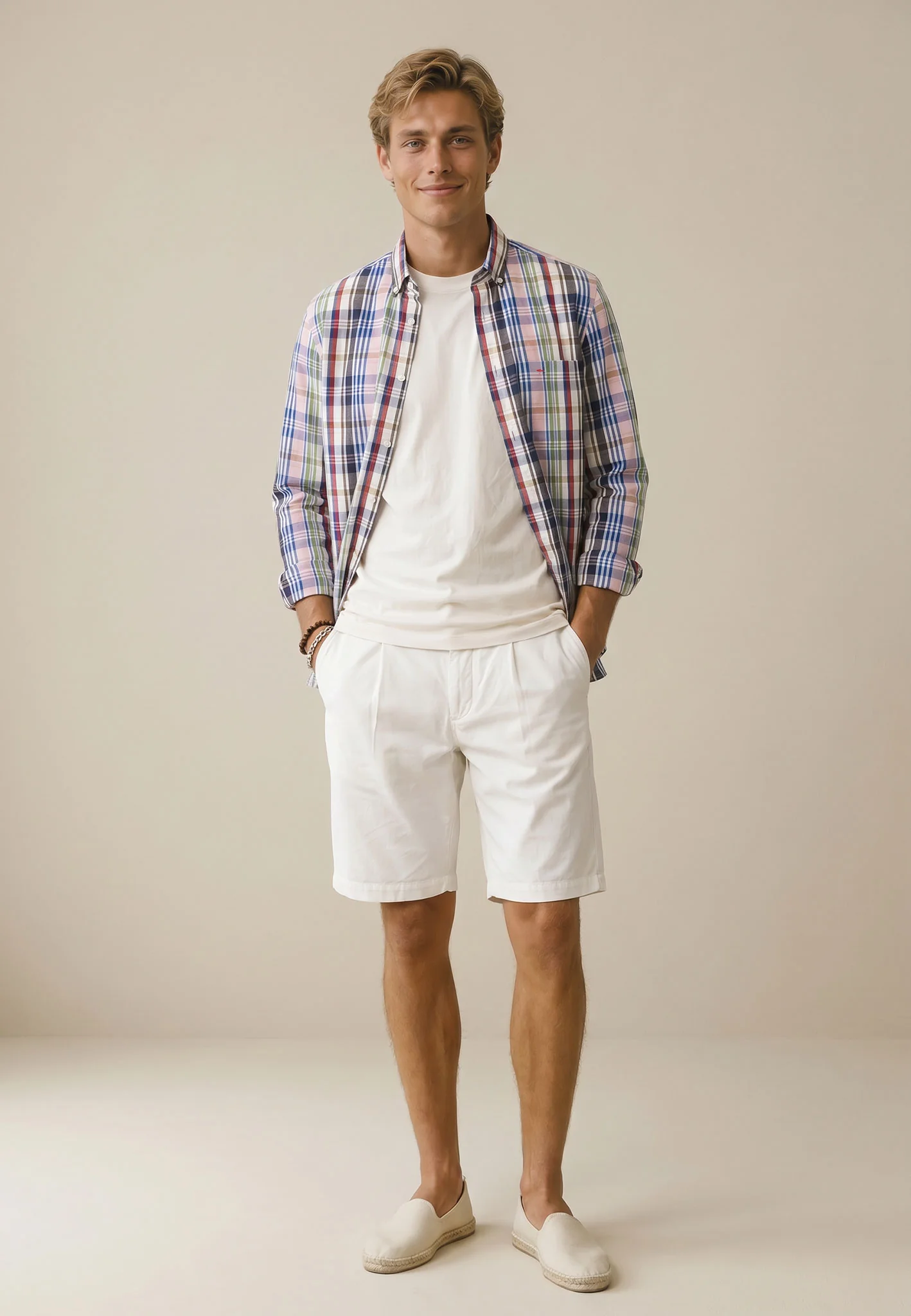 Hemd aus Baumwolle mit mehrfarbigem Karomuster und Button-Down-Kragen - Image 3
