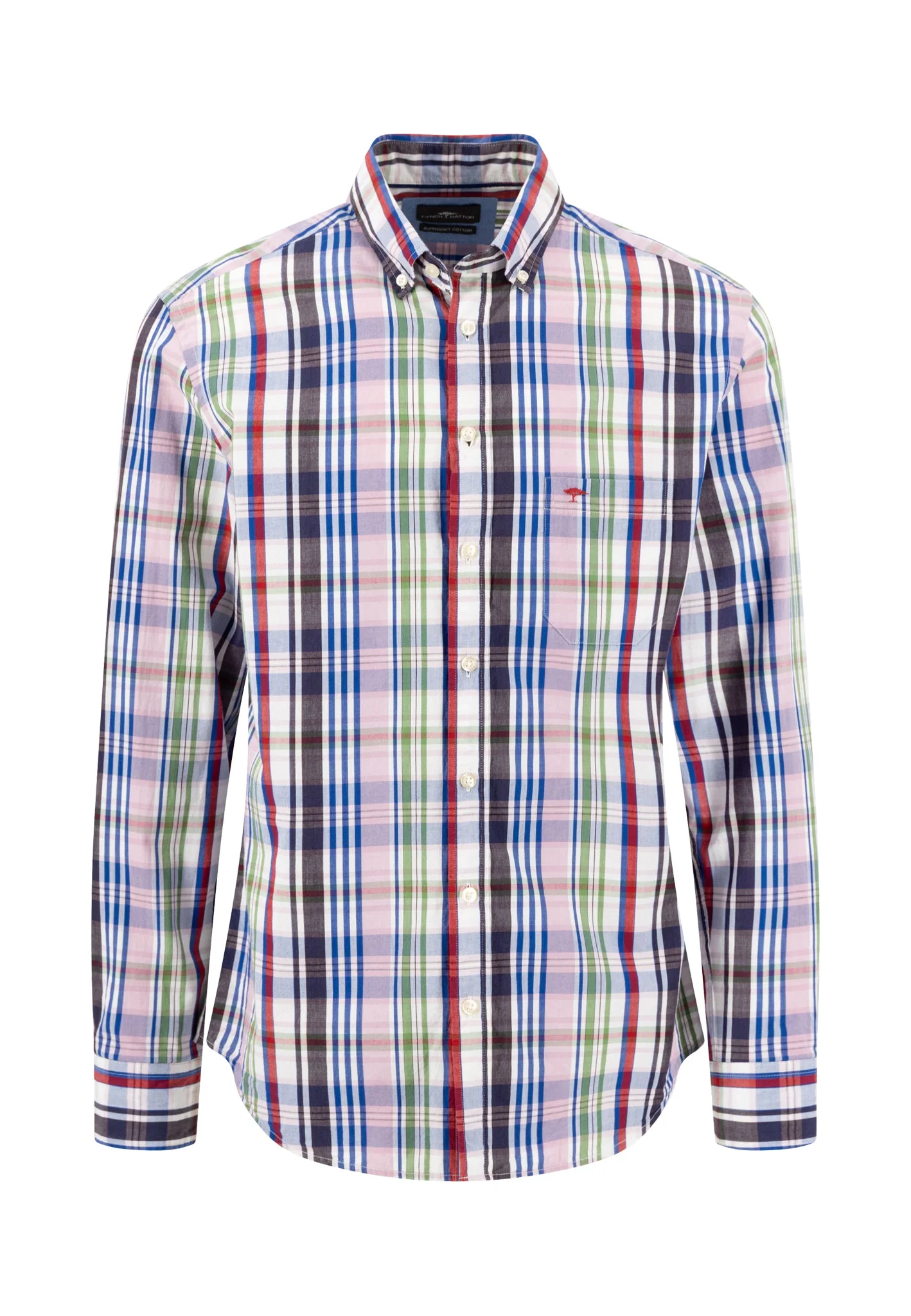 Hemd aus Baumwolle mit mehrfarbigem Karomuster und Button-Down-Kragen - Image 4