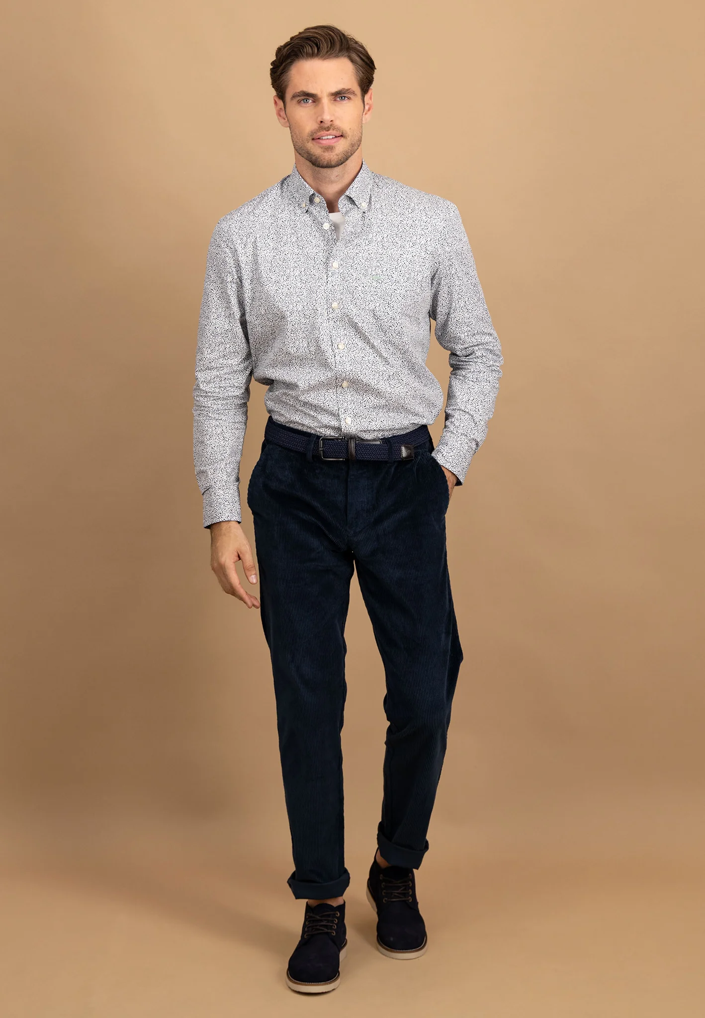 Hemd aus Baumwolle mit Micro-Print und Button-Down-Kragen - Image 2