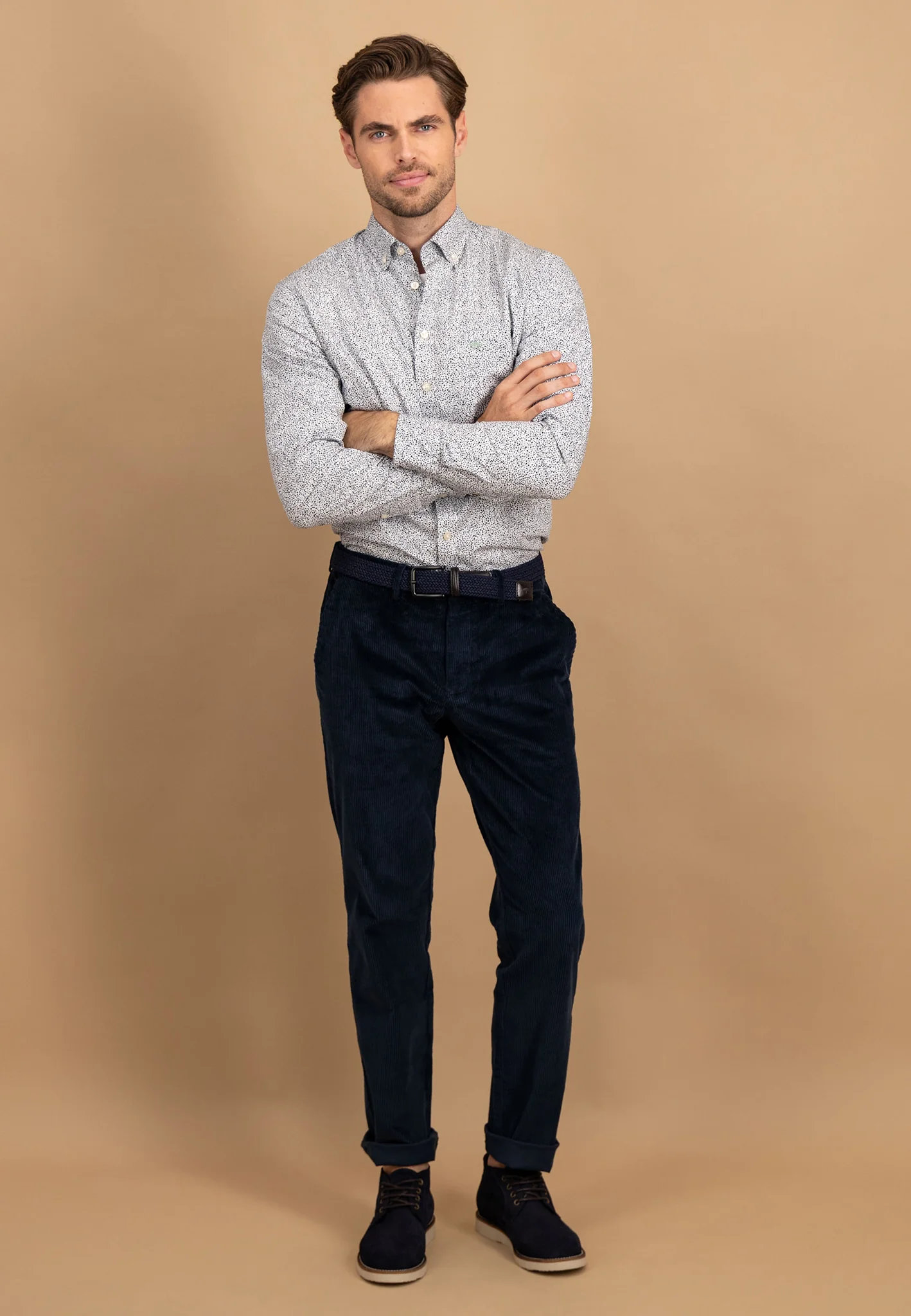 Hemd aus Baumwolle mit Micro-Print und Button-Down-Kragen - Image 4