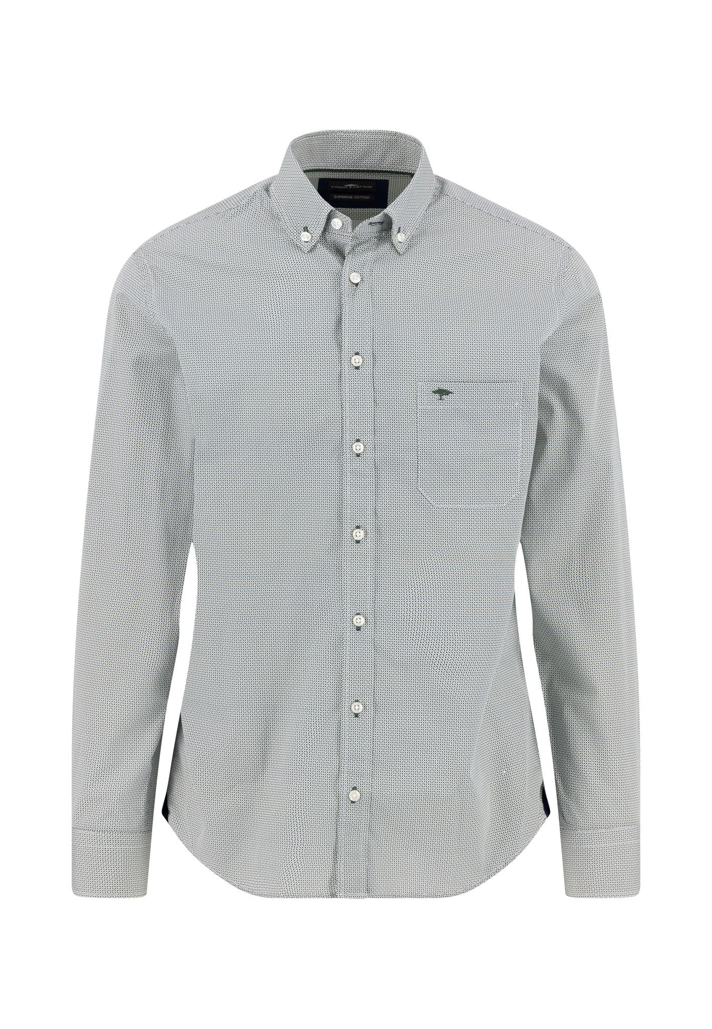 Hemd aus Baumwolle mit Mikromuster und Button-Down-Kragen - Image 5