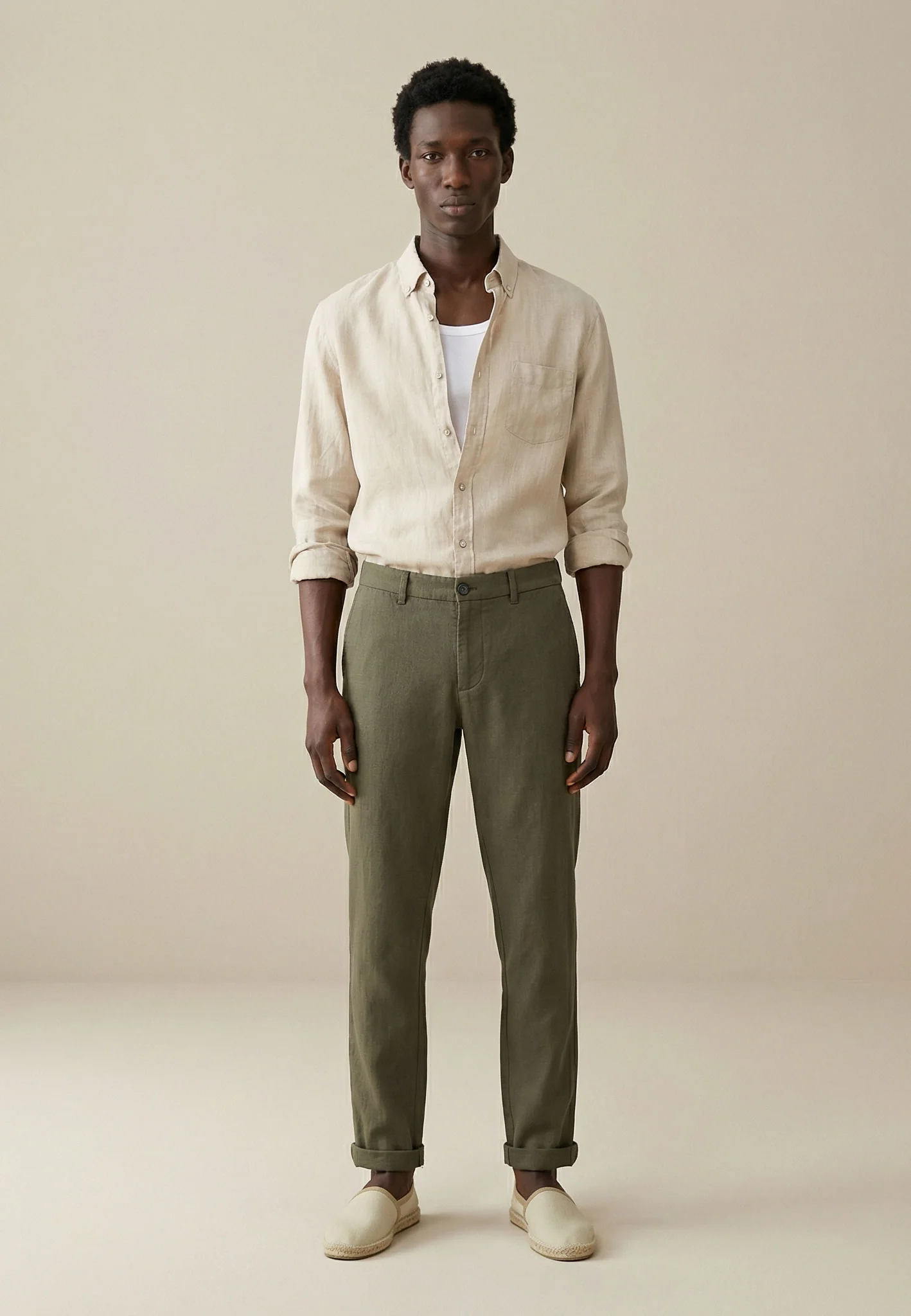 Hemd aus Leinen mit Brusttasche und Button-Down-Kragen - Image 2