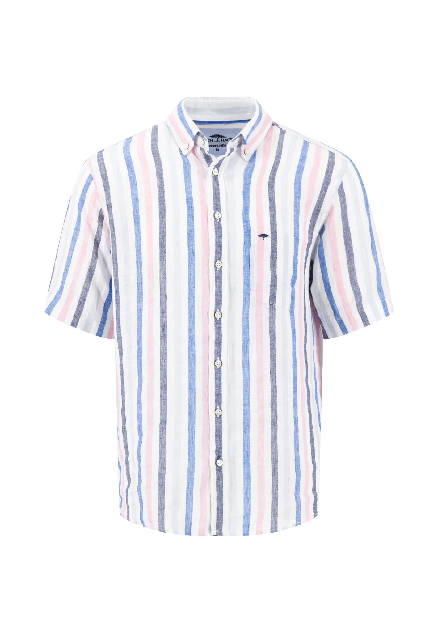 Hemd aus Leinen mit Button-Down-Kragen und Streifenmuster