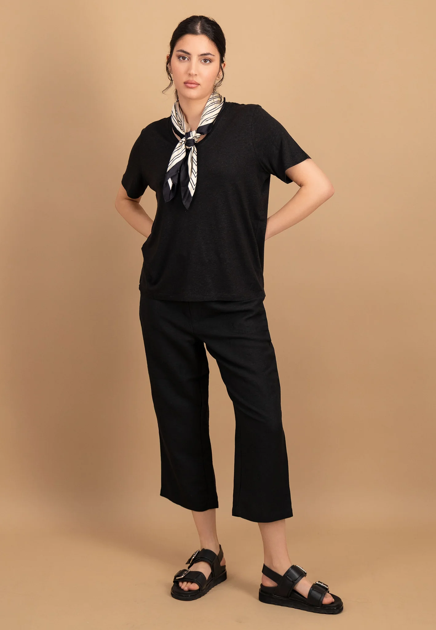 Hose aus Leinen-Mix knöchellang - Wide-Leg - Image 8