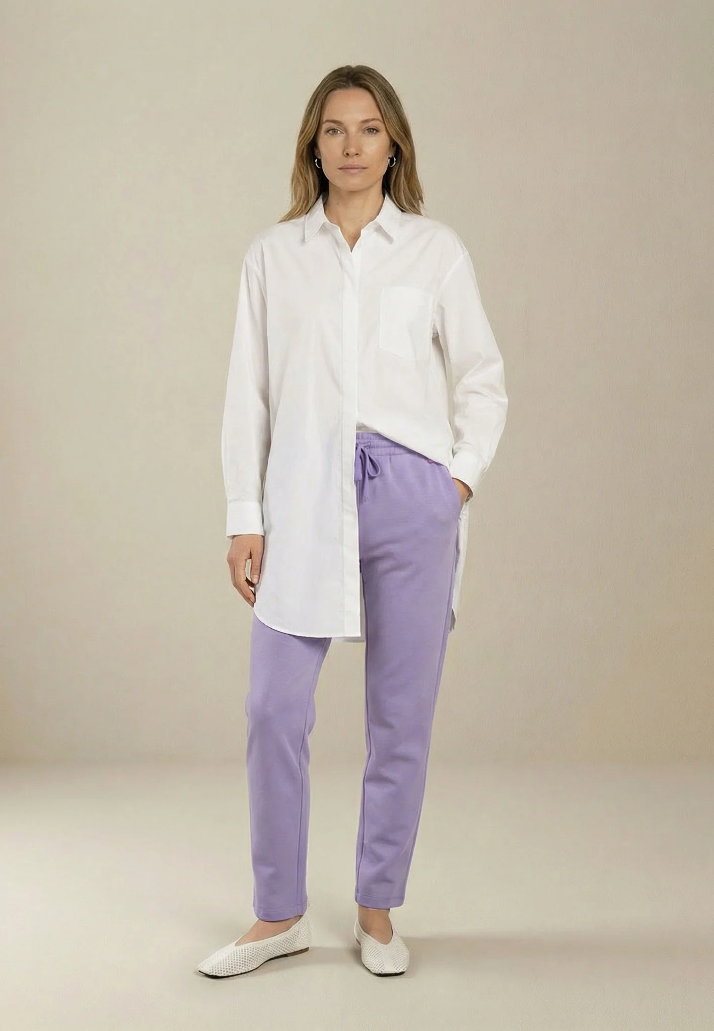 Jerseyhose aus Viskosemix mit elastischem Bund und Bindeband – Straight Leg - Image 3