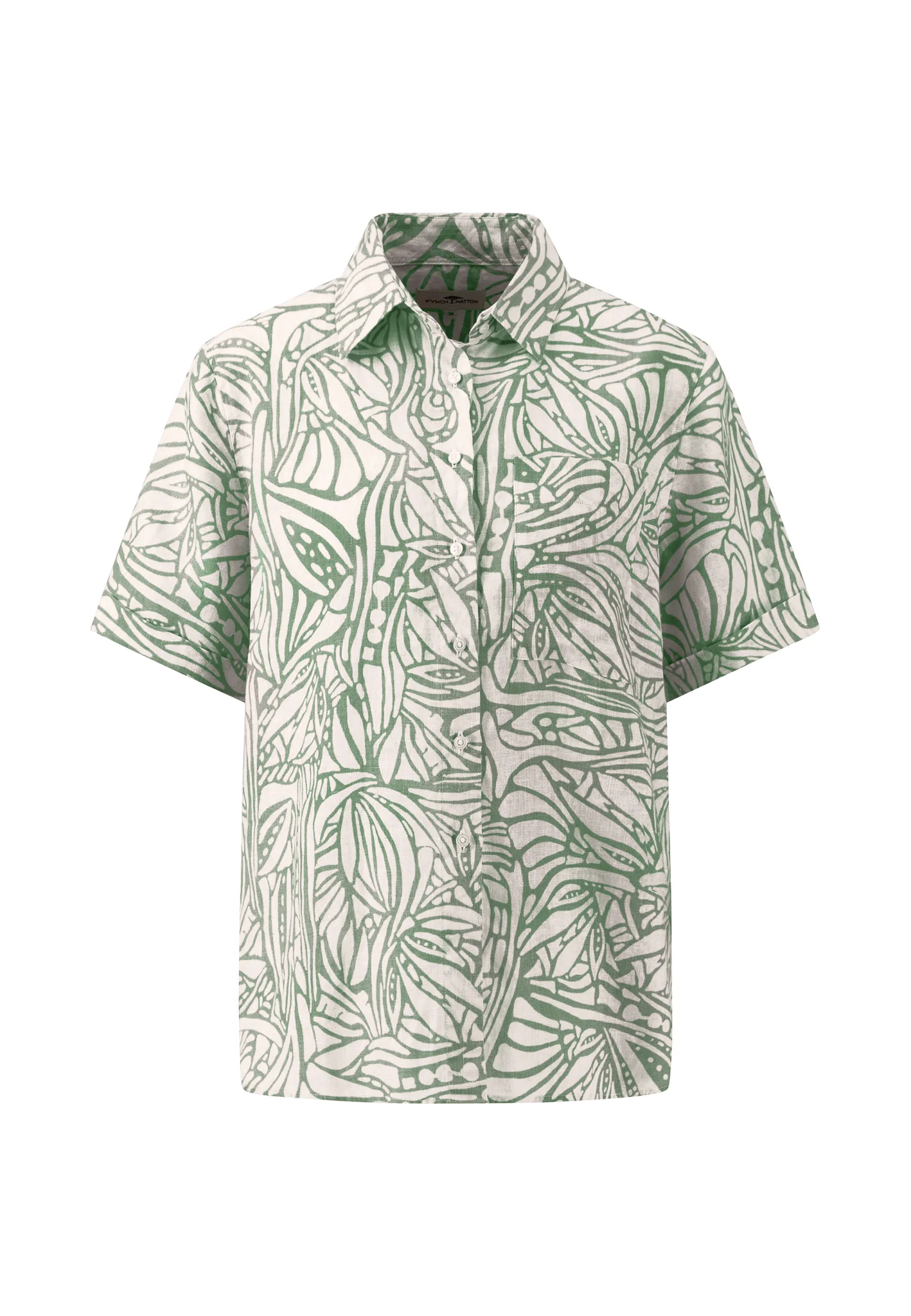 Kurzarm Leinenbluse mit botanischem Muster - Image 3