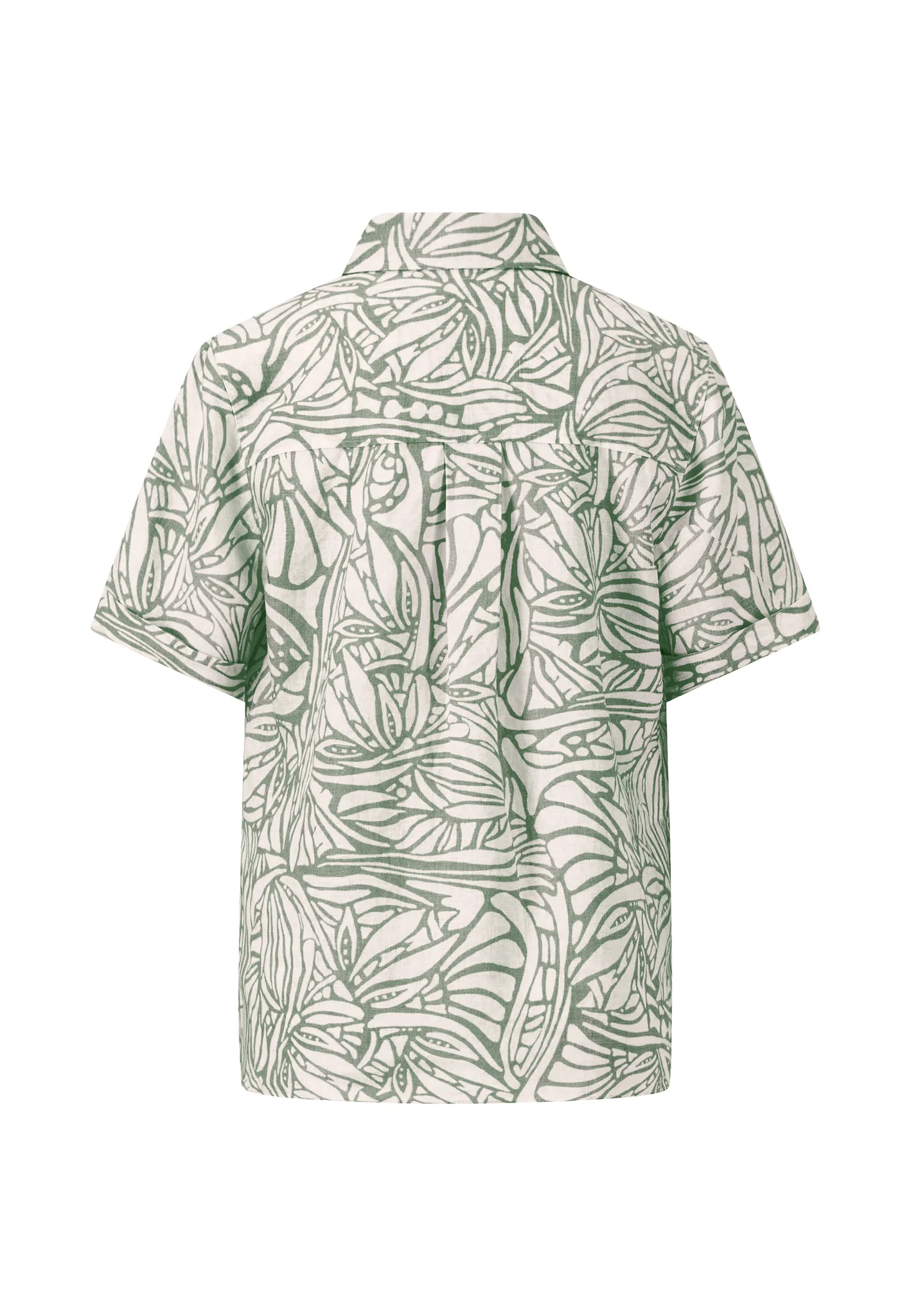Kurzarm Leinenbluse mit botanischem Muster - Image 4