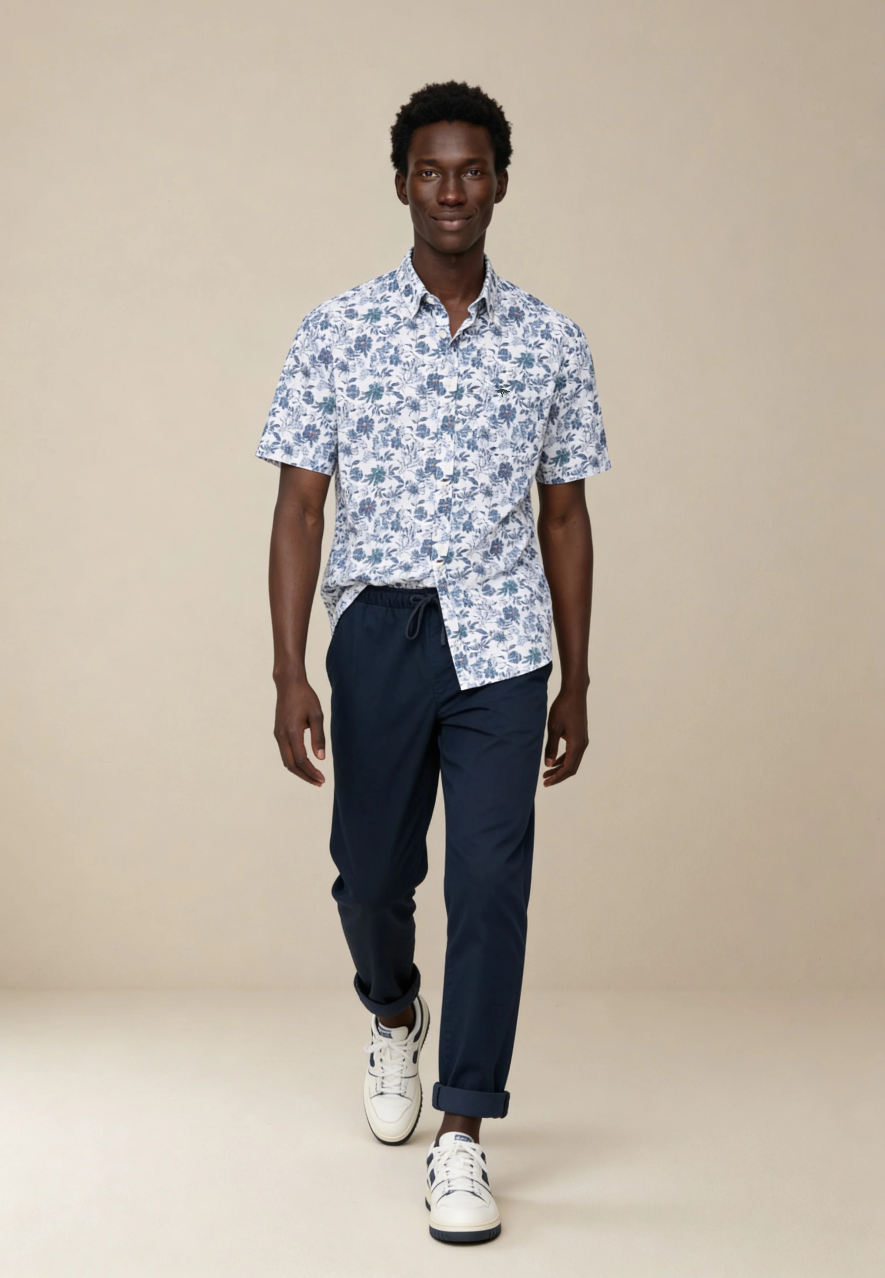Kurzarmhemd aus Baumwolle mit Allover-Print und Button-Down-Kragen - Image 3