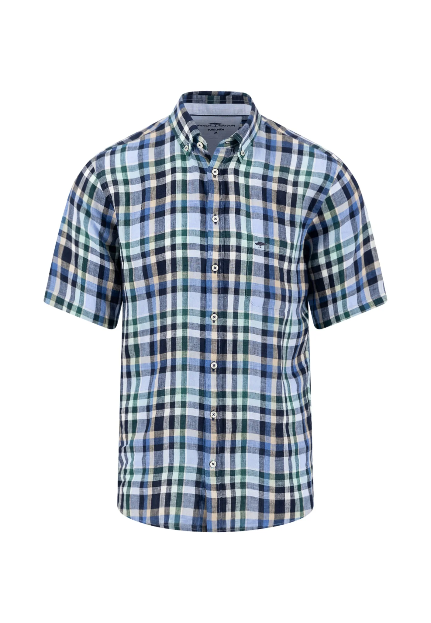 Kurzarmhemd aus Leinen mit Karomuster und Button-Down-Kragen - Image 14