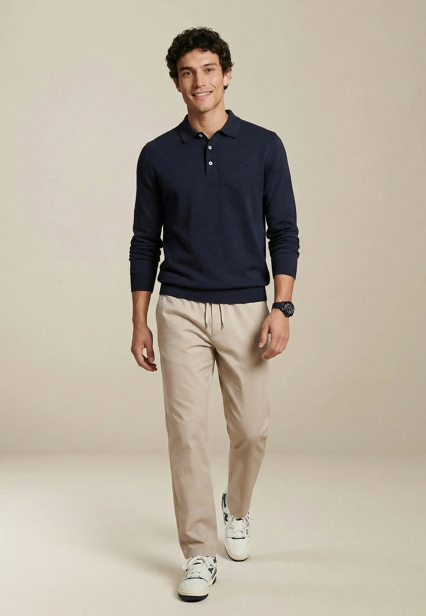 Langarm-Poloshirt aus Baumwolle mit Knopfleiste und Kragen - Image 3