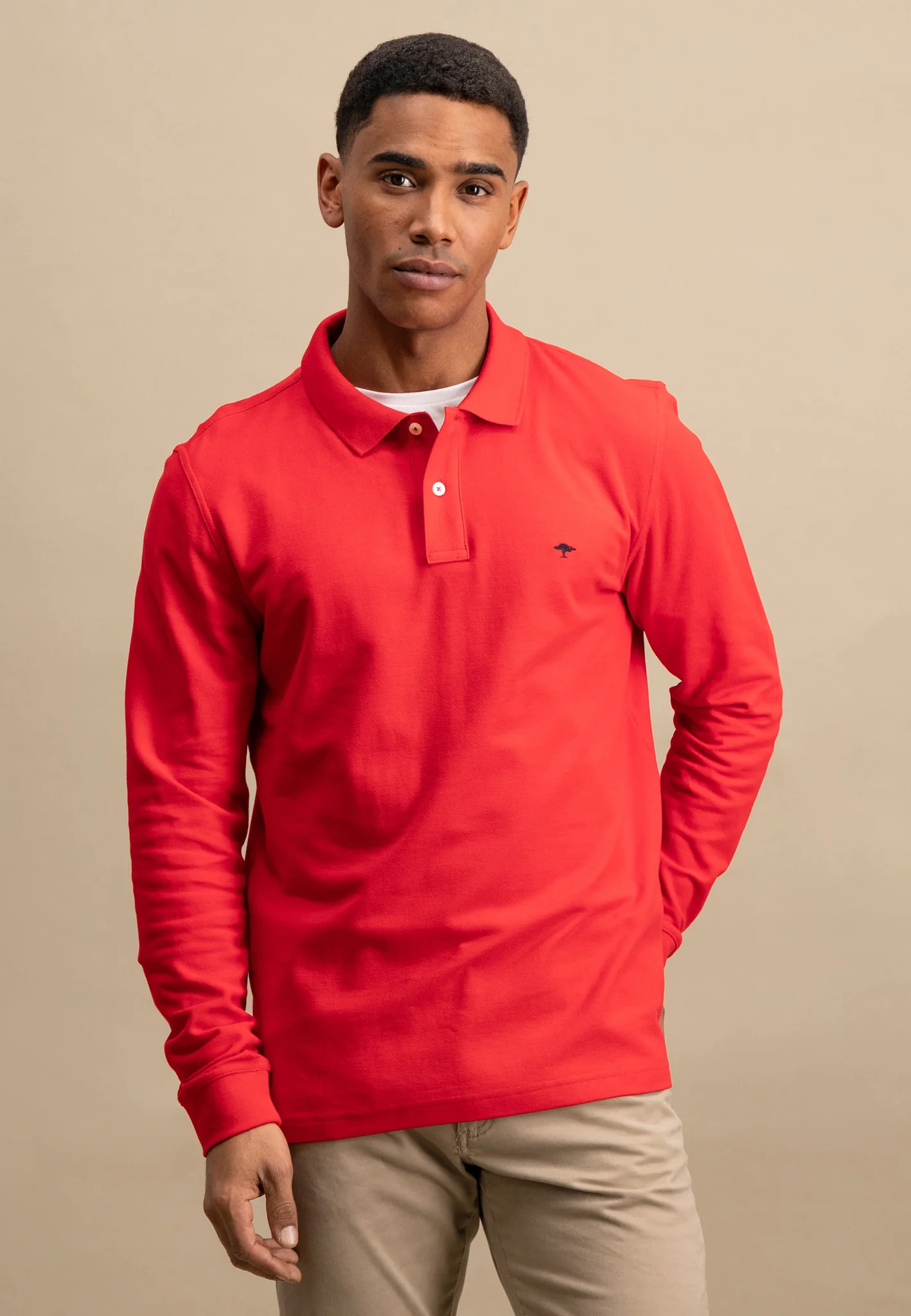 Langarm Poloshirt aus Baumwolle mit Logo Detail