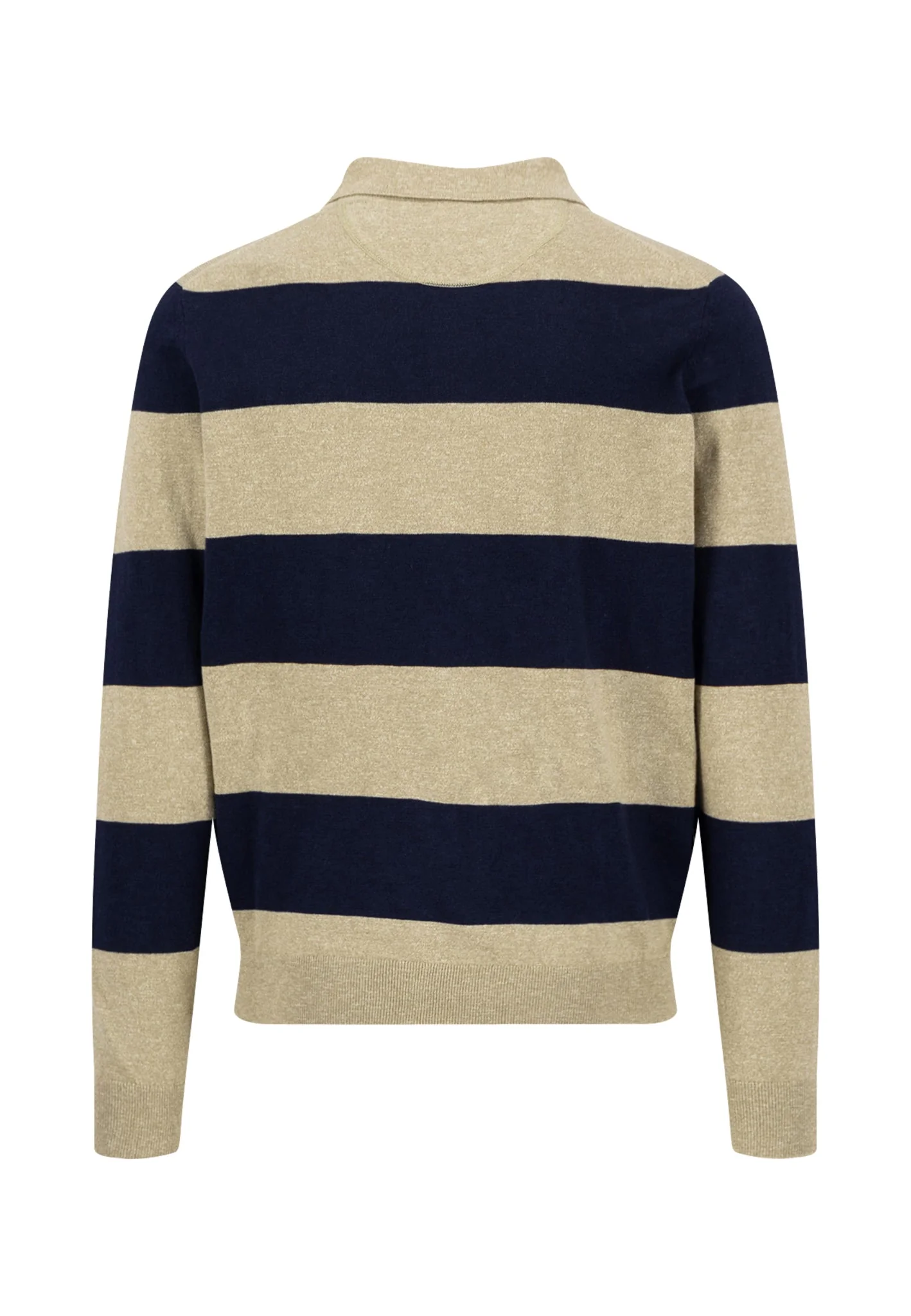 Langarm-Strick-Poloshirt aus Baumwoll-Leinen-Mix mit Blockstreifen - Image 10