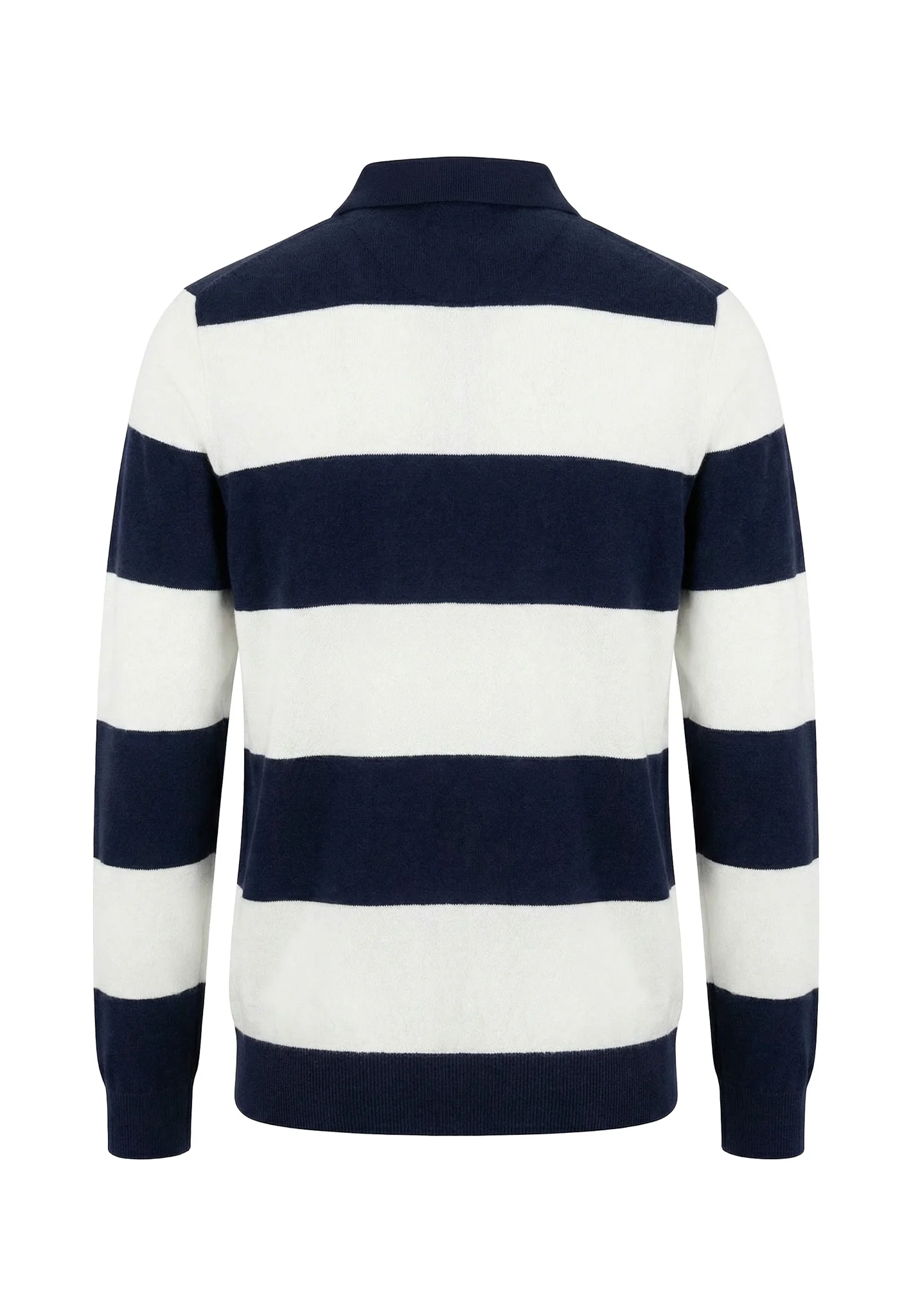 Langarm-Strick-Poloshirt aus Baumwoll-Leinen-Mix mit Blockstreifen - Image 5