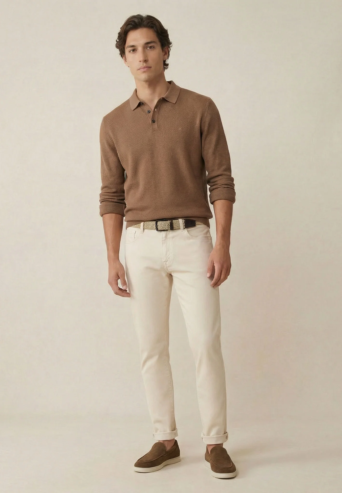 Langarm-Strick-Poloshirt aus Baumwolle mit Polokragen - Image 3