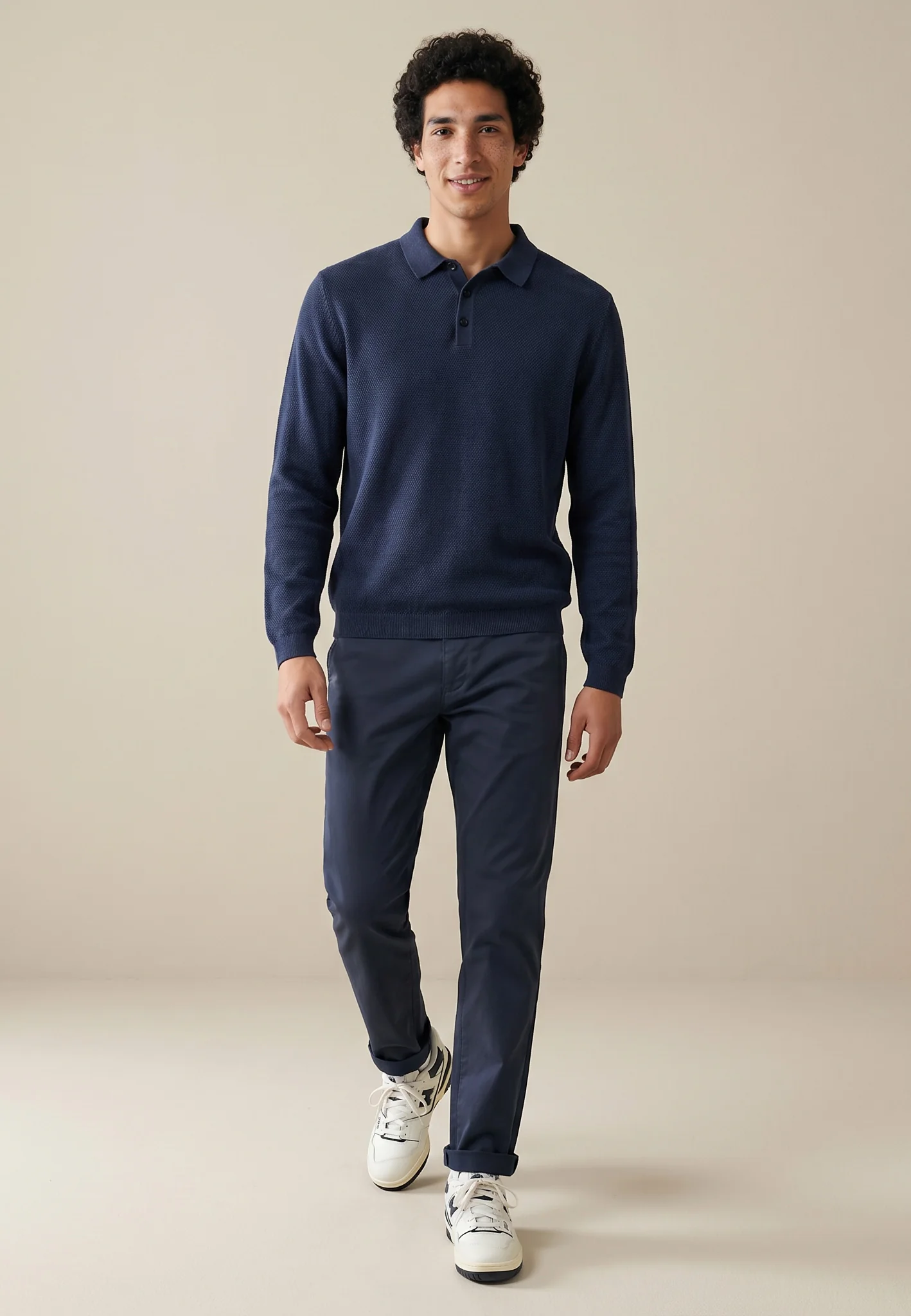 Langarm-Strick-Poloshirt aus Baumwolle mit Polokragen - Image 8
