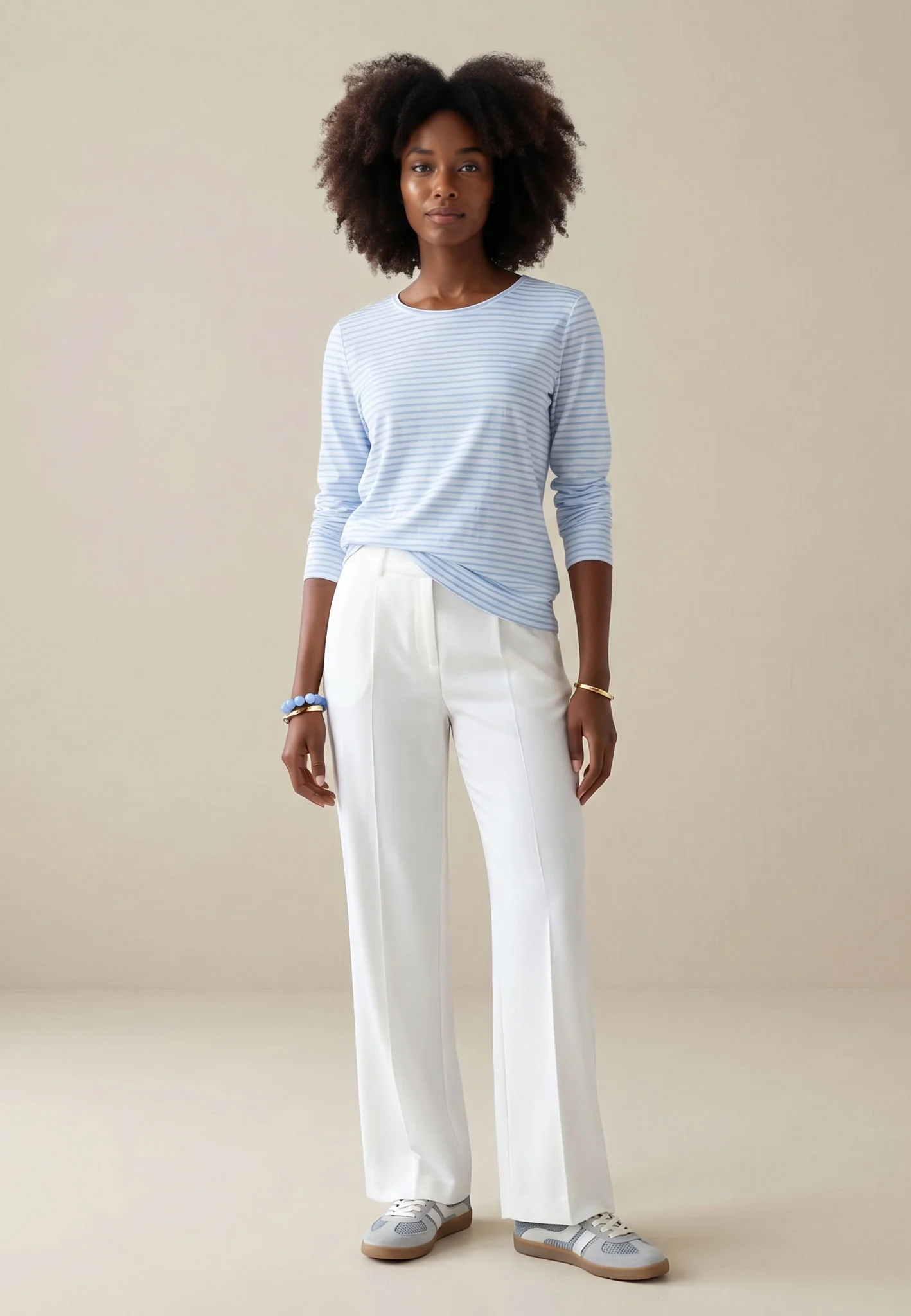 Langarmshirt aus Baumwolle mit Streifenmuster und Rundhalsausschnitt - Image 7