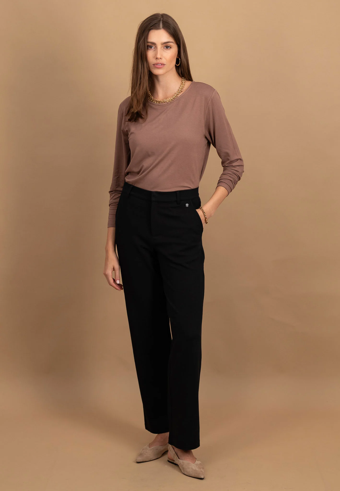 Langarmshirt aus Viskose-Stretch mit Rundhalsausschnitt - Image 4