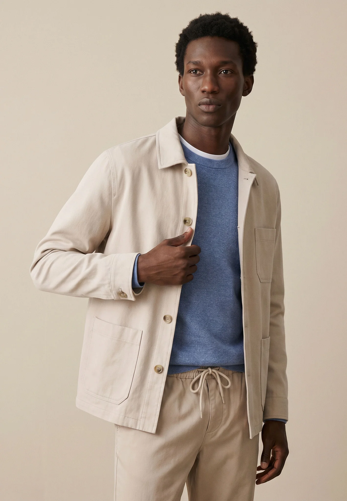 Overshirt aus Baumwoll-Leinen-Mix mit Knopfleiste und Taschen