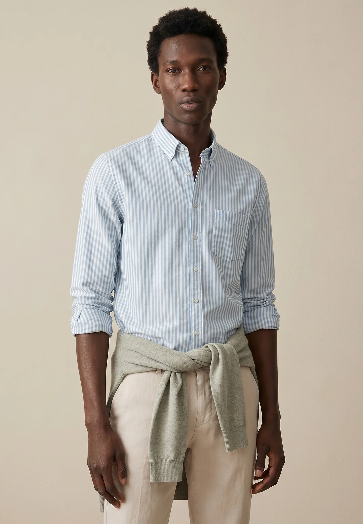 Oxfordhemd aus Baumwolle mit Streifenmuster und Button-Down-Kragen - Image 8