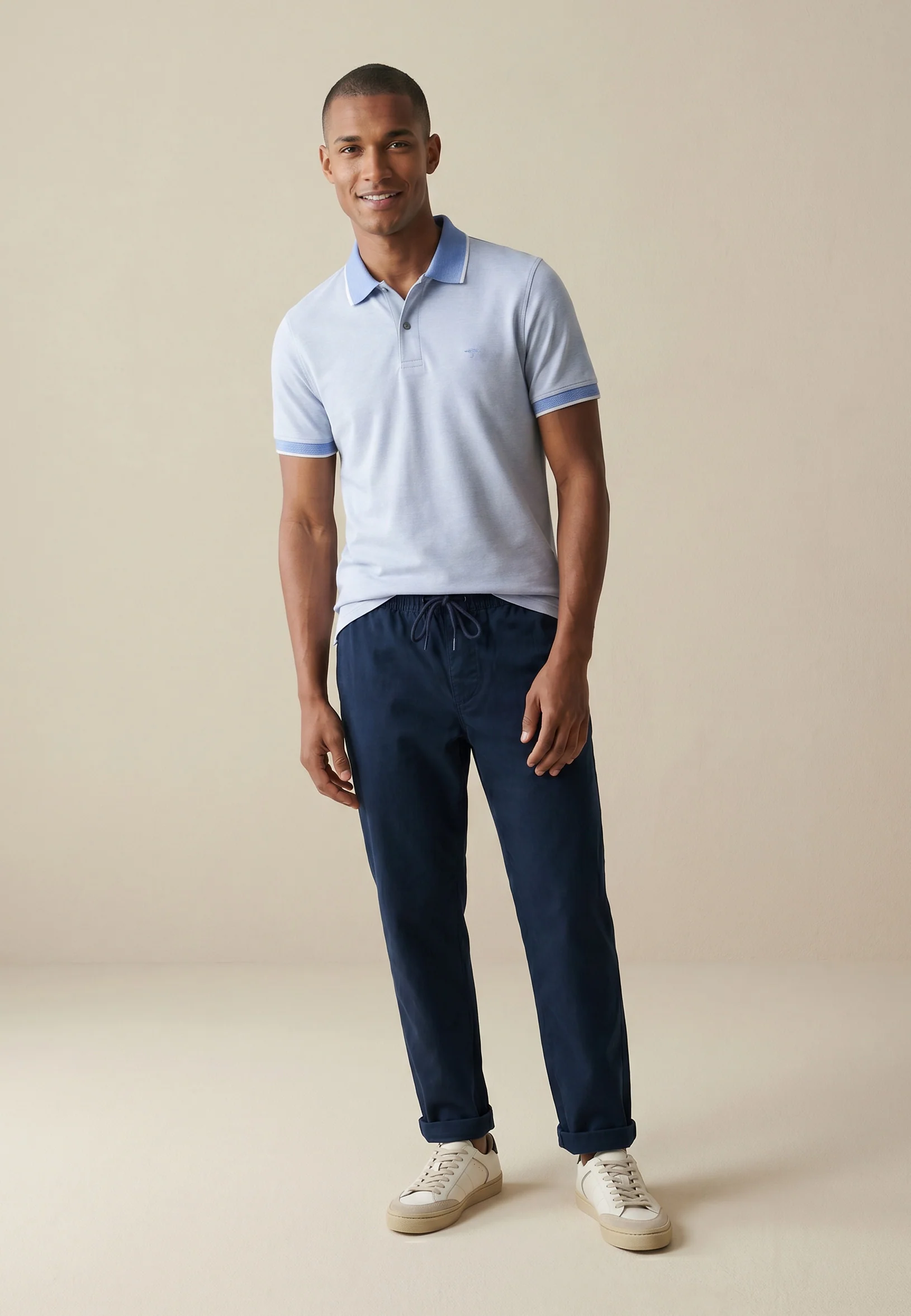 Poloshirt aus Baumwolle mit Strukturmuster und Kontrastkragen - Image 16