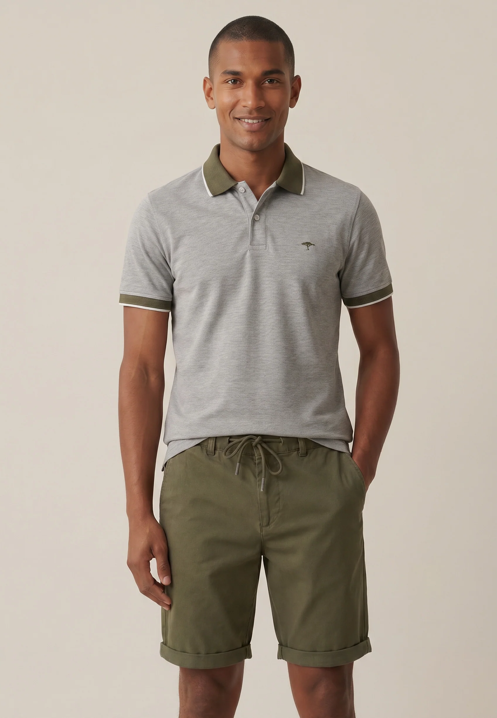 Poloshirt aus Baumwolle mit Strukturmuster und Kontrastkragen - Image 30