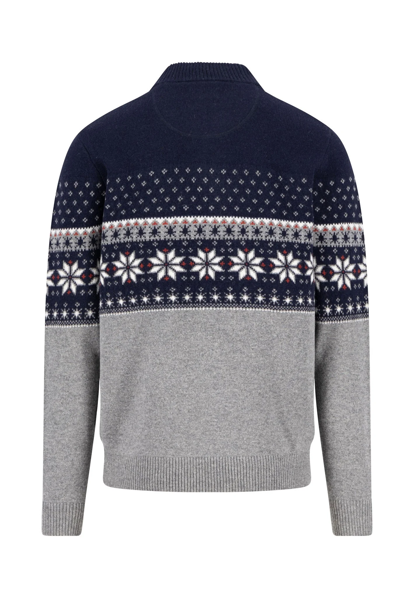 Pullover aus reiner Wolle mit Norwegermuster und Troyer-Kragen - Image 6