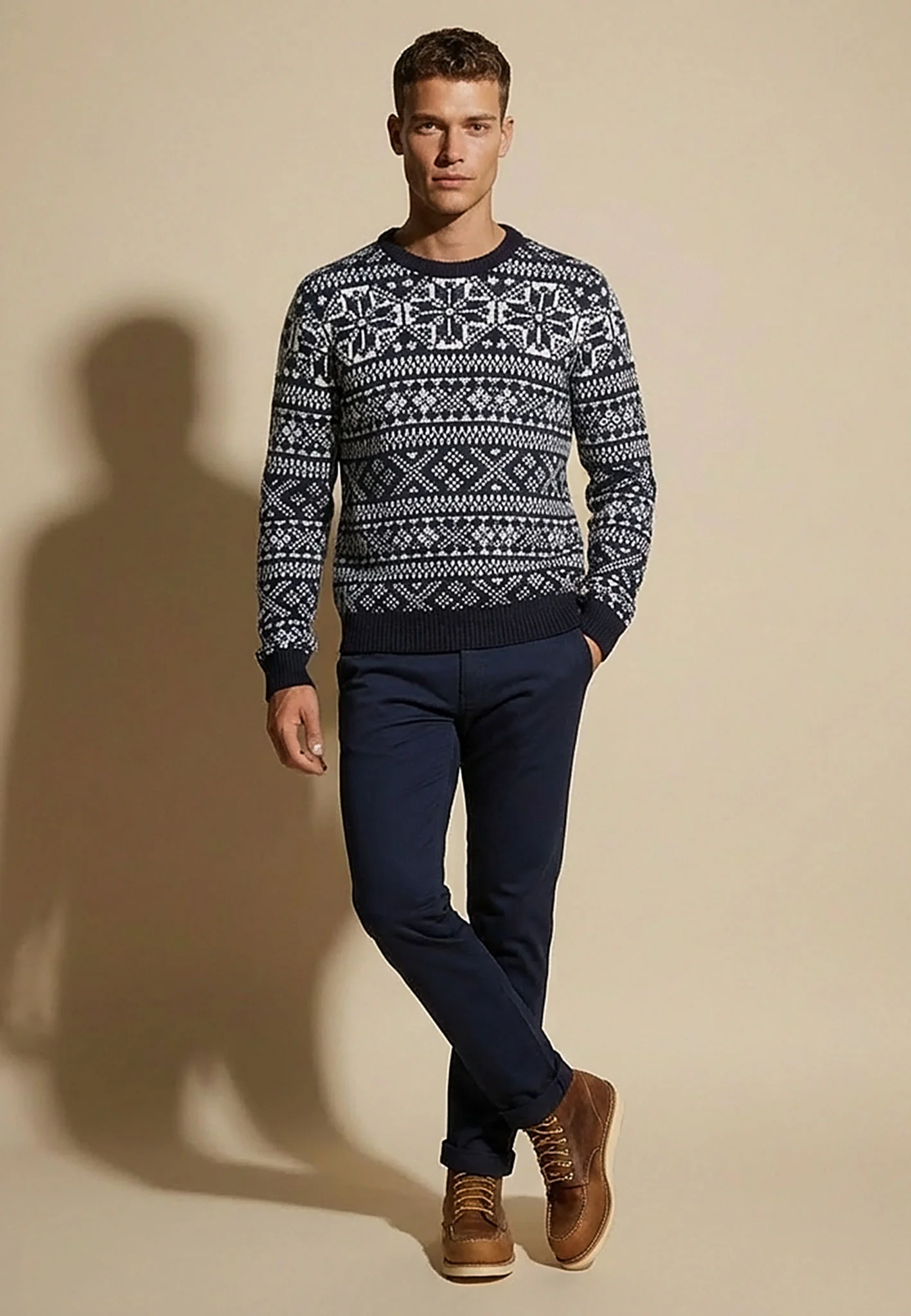Pullover aus Wollmix mit Rundhalsausschnitt und Norwegermuster - Image 4