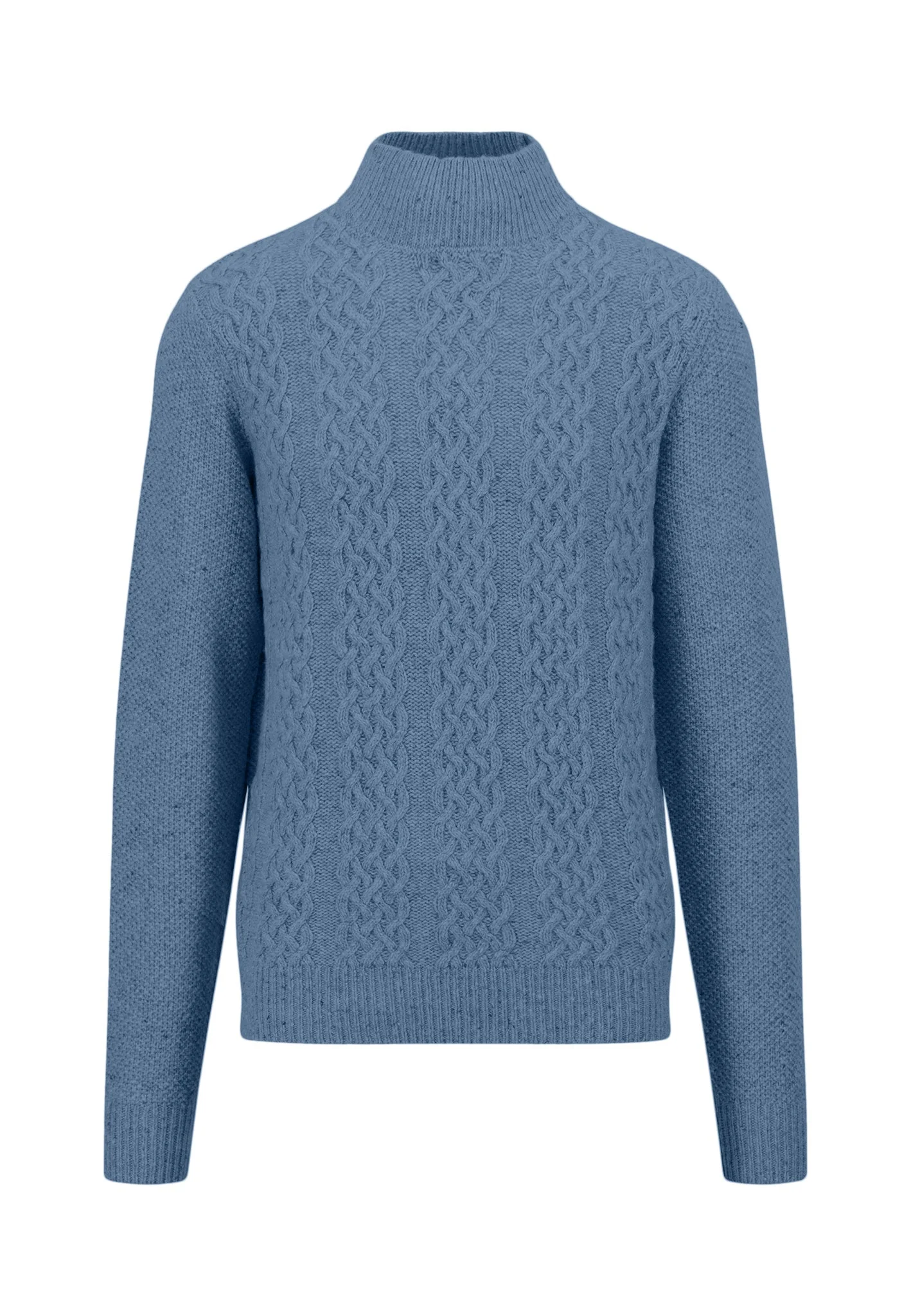 Pullover aus Wollmix mit Zopfmuster und Stehkragen - Image 3