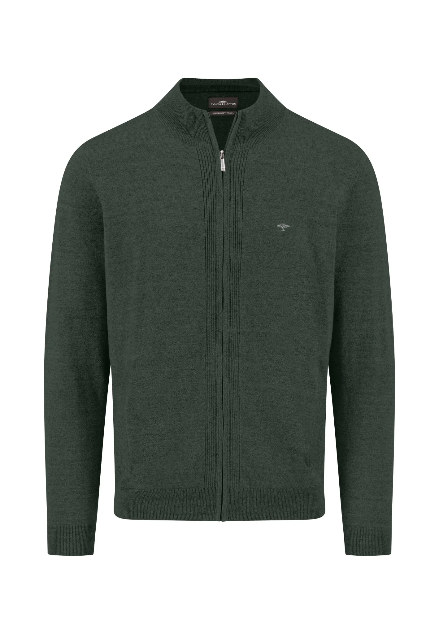 Strickjacke aus Baumwoll-Wollmix mit Reißverschluss und Stehkragen - Image 3