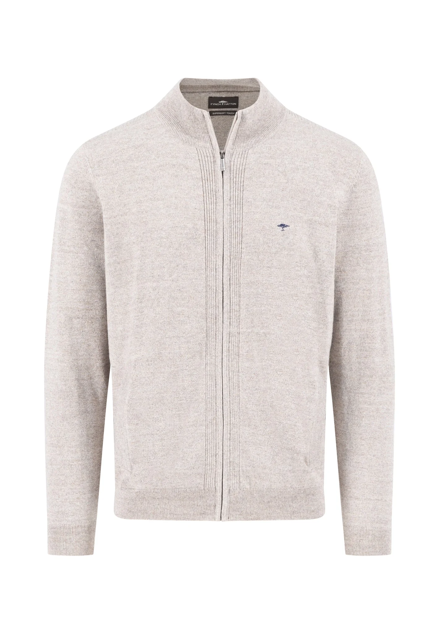 Strickjacke aus Baumwoll-Wollmix mit Reißverschluss und Stehkragen - Image 5