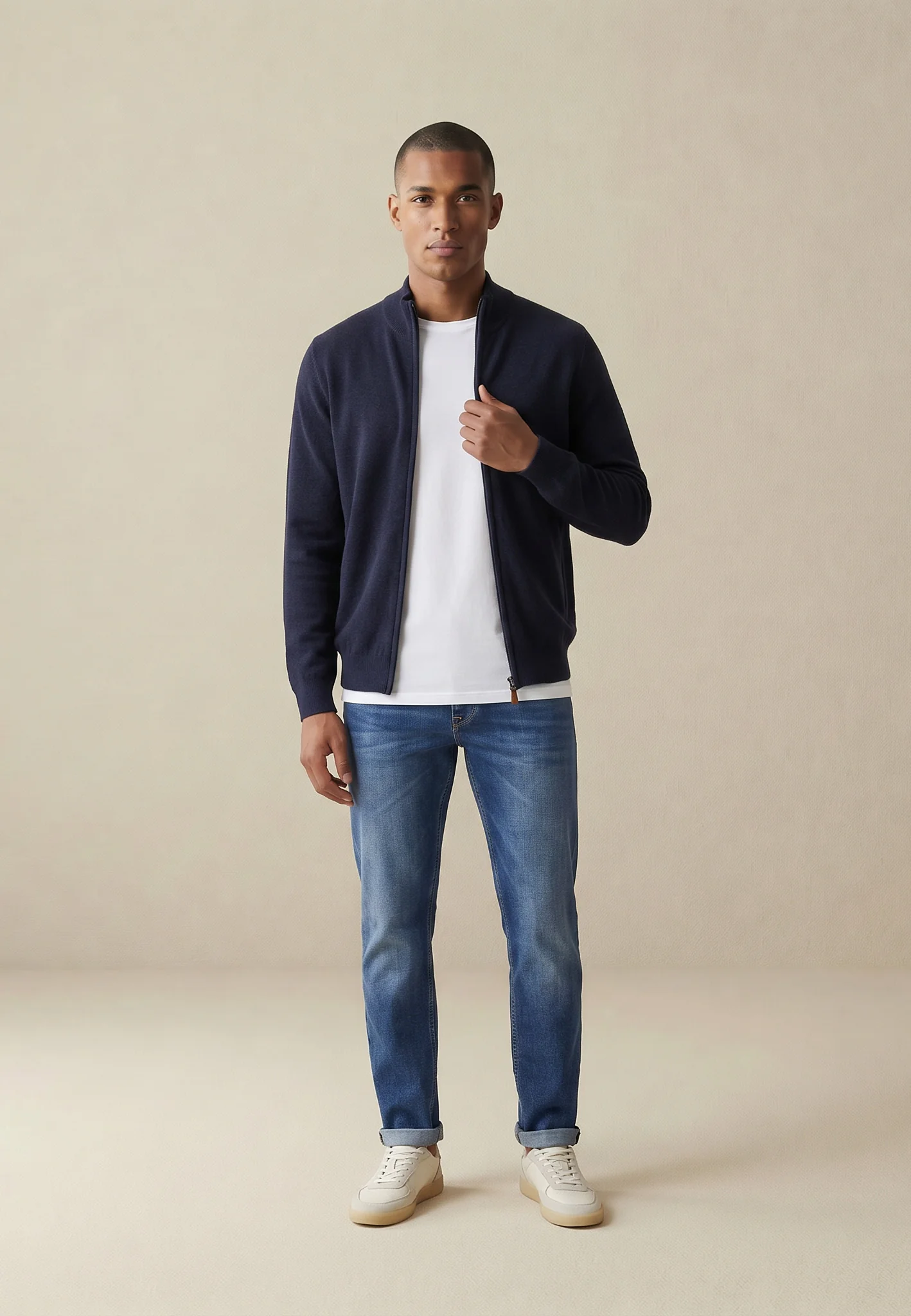 Strickjacke aus Baumwolle mit Stehkragen und Reißverschluss – Air Cotton - Image 12
